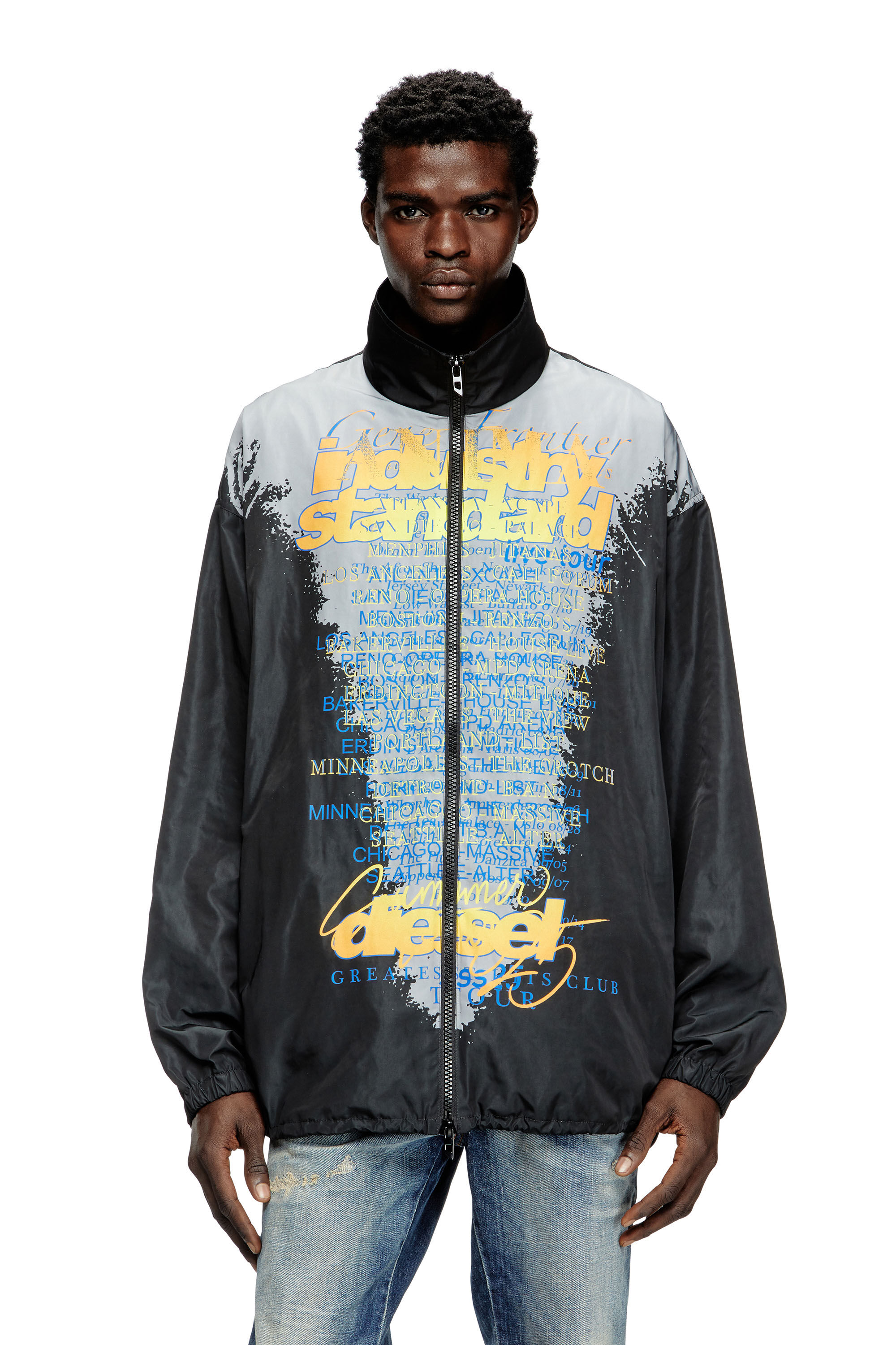 Diesel - J-ERIK, Veste en jersey technique avec imprimé paroles Mixte in Noir - 3