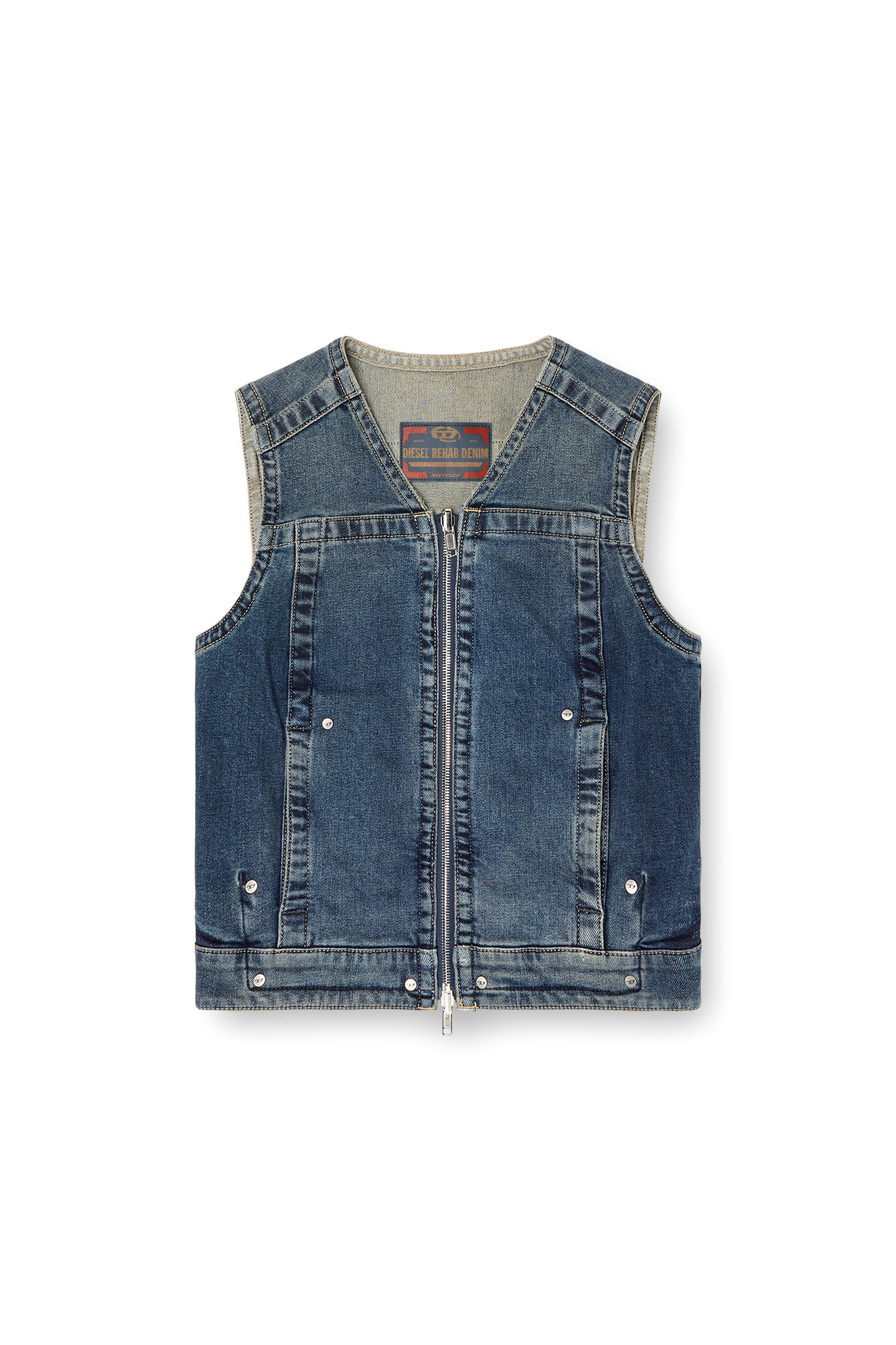 Diesel - DE-PROOF-RE, Top zippé en denim Rehab Femme in Bleu - 2