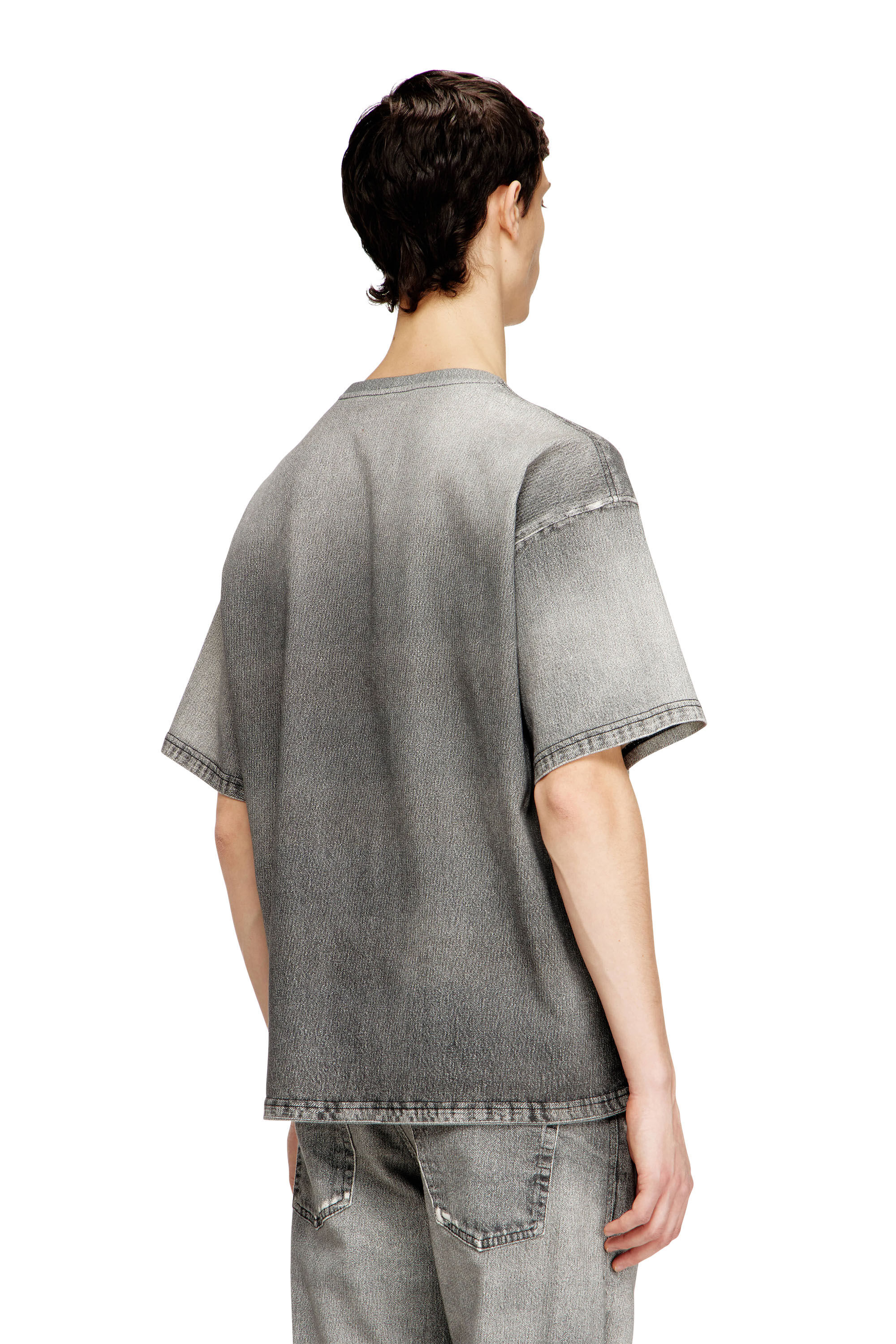 Diesel - D-BOX JOGG, T-shirt en denim avec effet trompe-l'&oelig;il Homme in Gris - 4