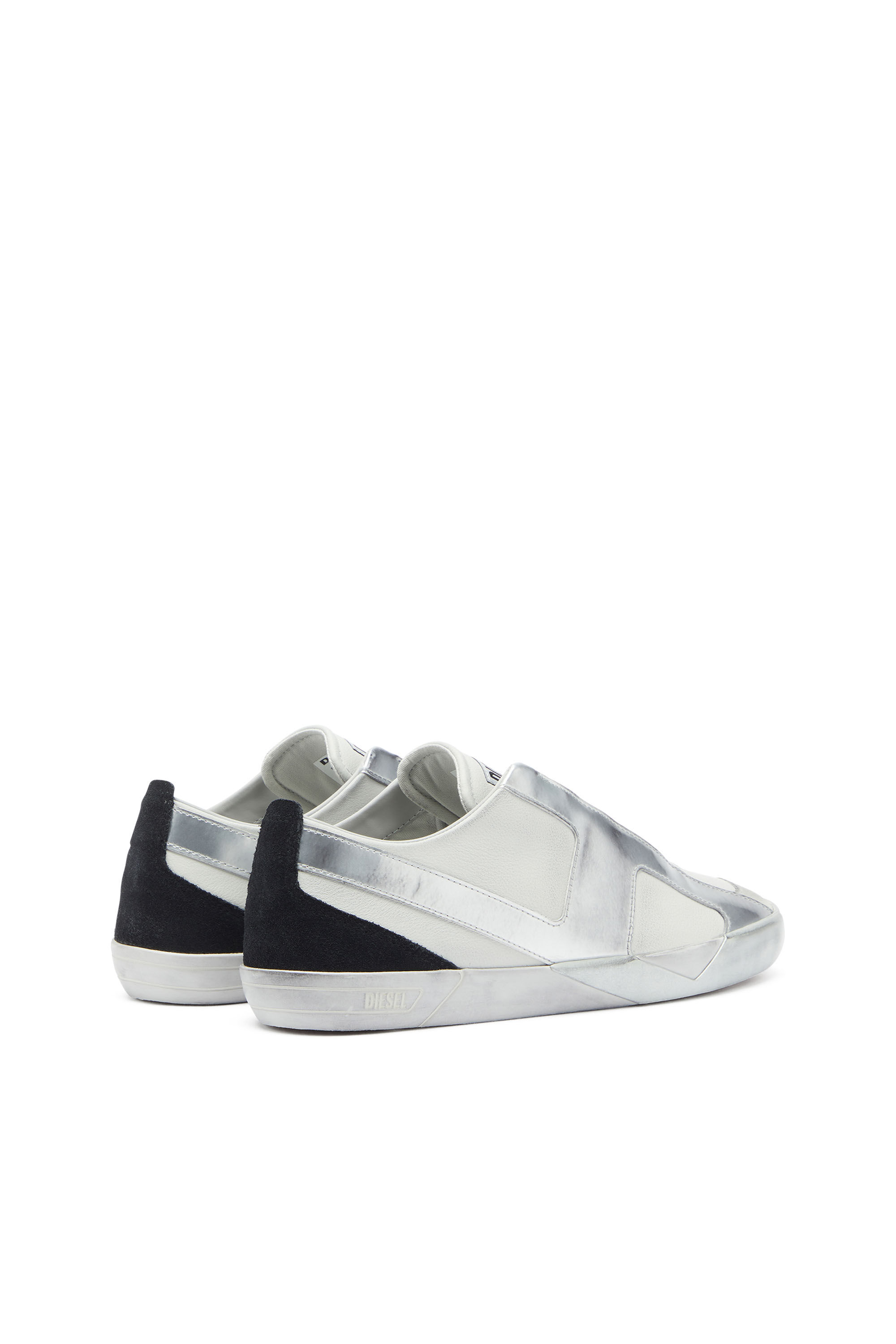 Diesel - S-SLANTE-D LOW, S-Slante-D - Sneakers effet us&eacute; en cuir et su&egrave;de Homme in Blanc - 3