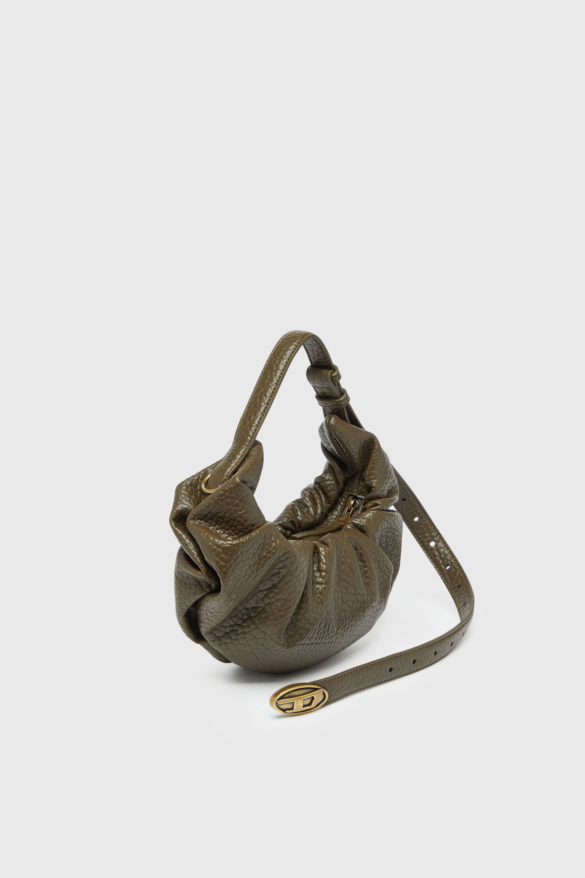 Diesel - GRAB-D HOBO S, Grab-D- Petit sac hobo pliss&eacute; &agrave; texture bulles Femme in Marron - 3