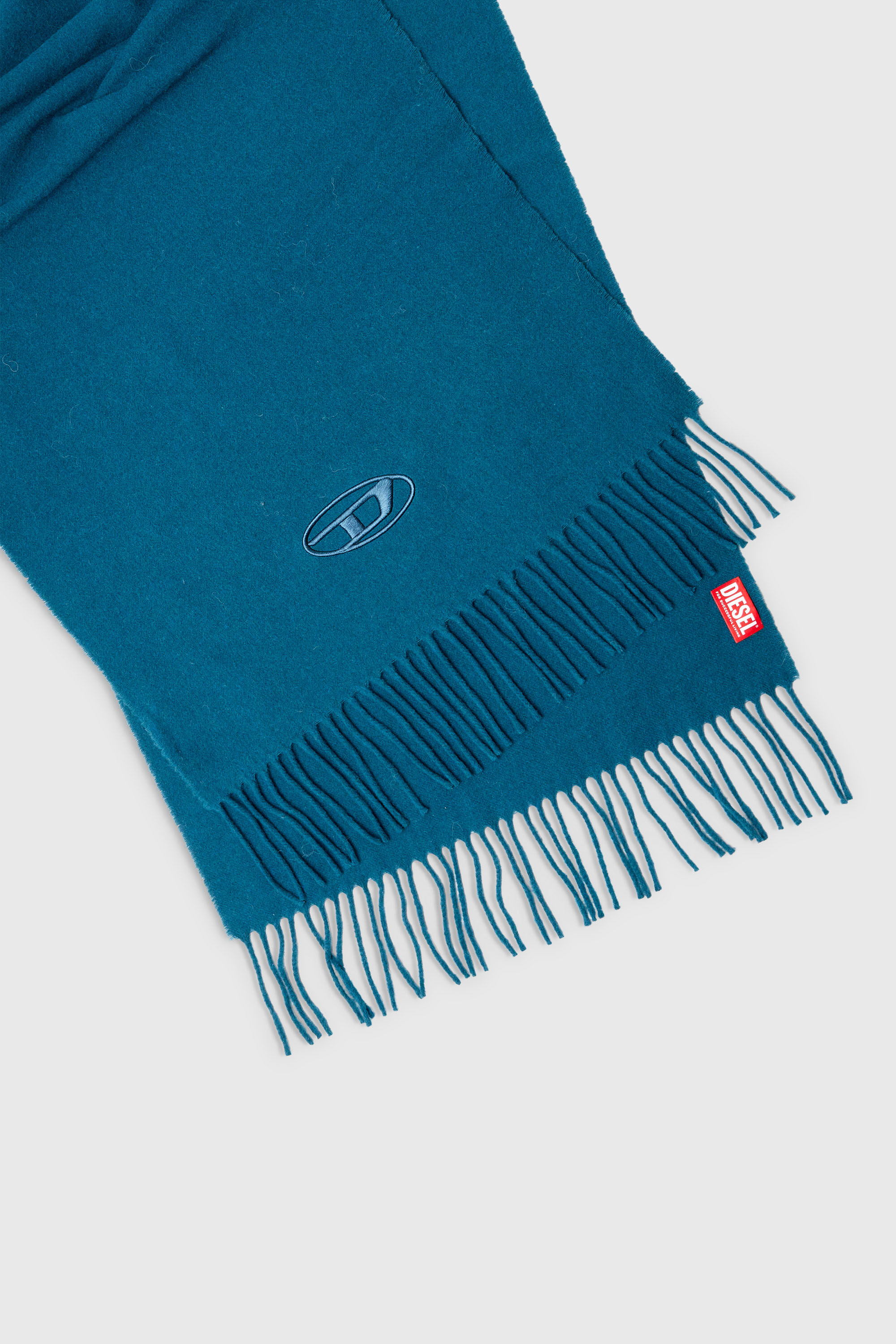 Diesel - S-IMON-D-LONG, &Eacute;charpe en m&eacute;lange de laine &agrave; bords frang&eacute;s Mixte in Bleu - 3