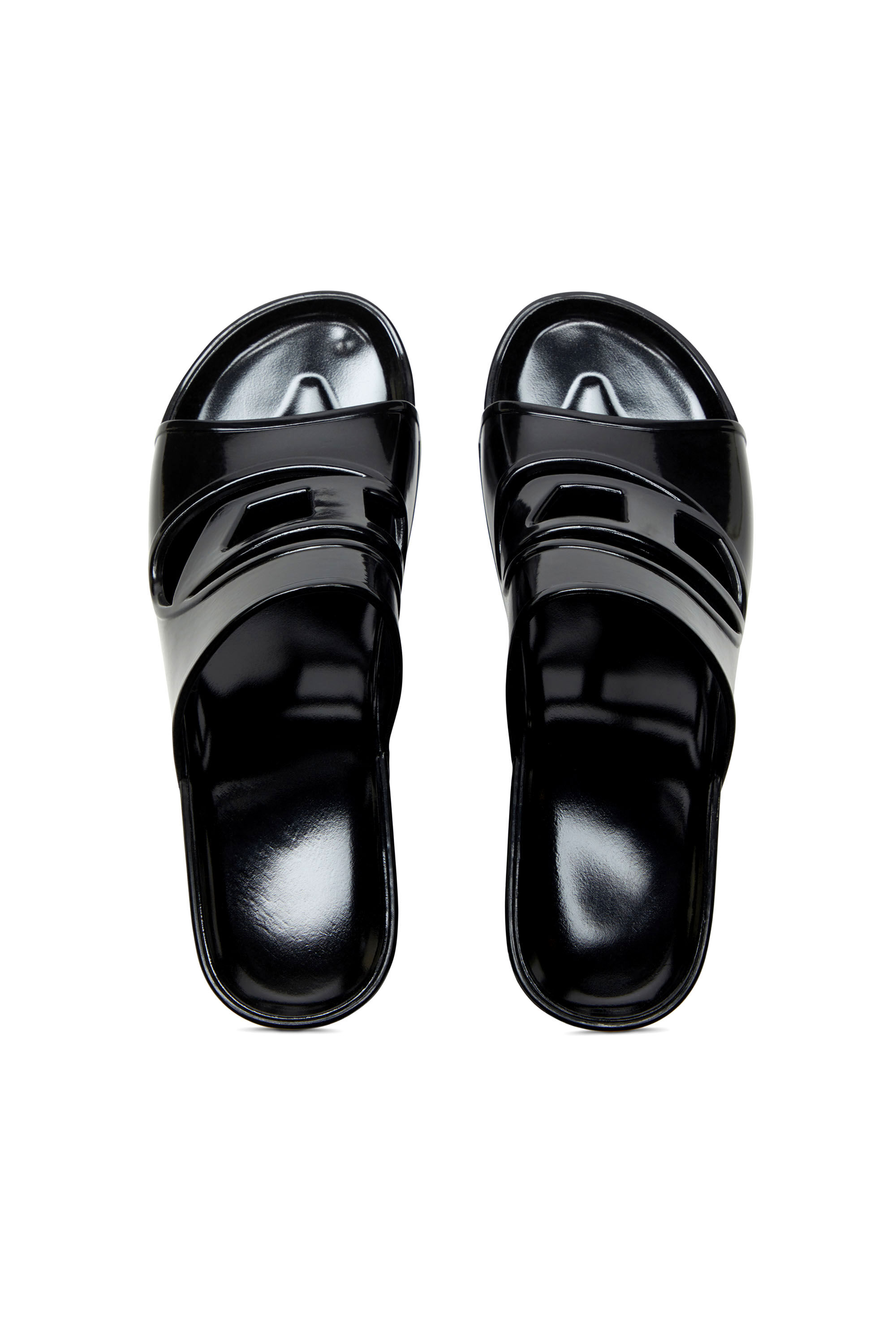 Diesel - SA-BONNIE, Sa-Bonnie-Slides en caoutchouc à talons avec logo ajouré Femme in Noir - 4