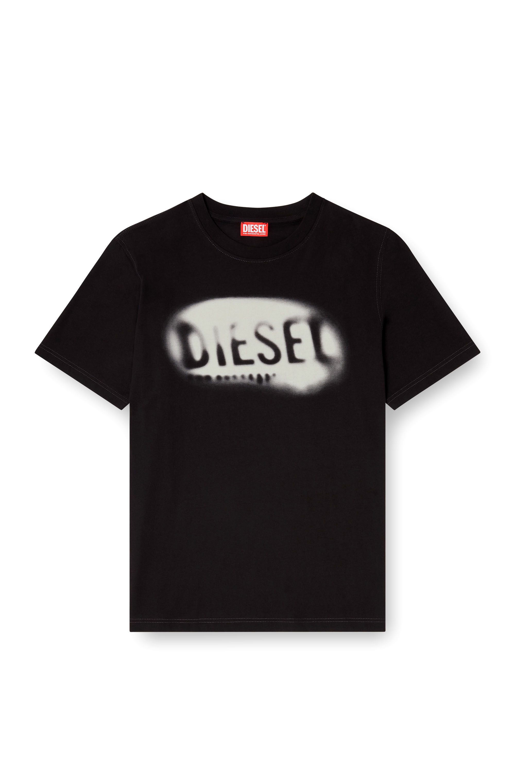 Diesel - T-ADJUST-V2, T-shirt en coton léger avec logo délavé Homme in Noir - 2