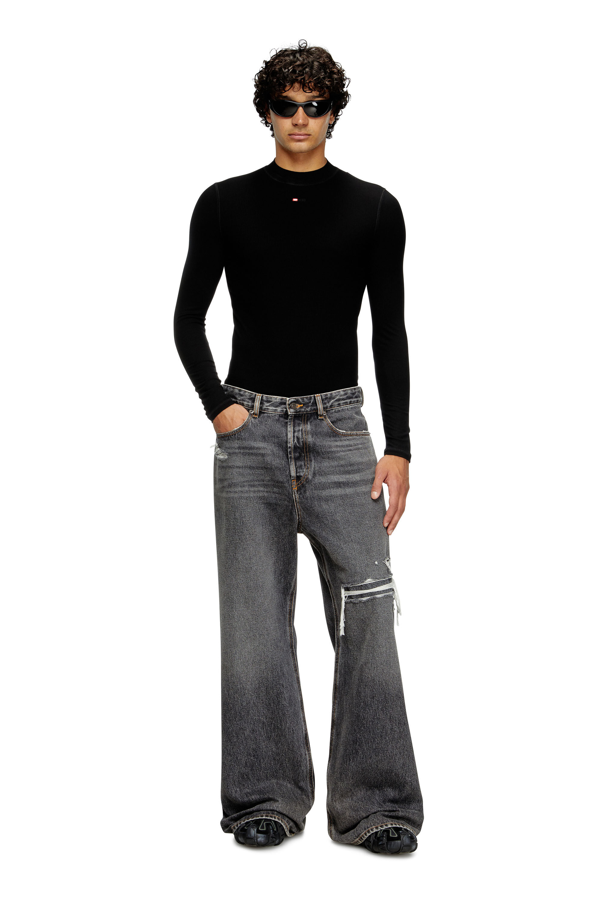 Diesel - Relaxed Jeans D-Rise 007F6 Homme, Noir/Gris foncé - Image 1