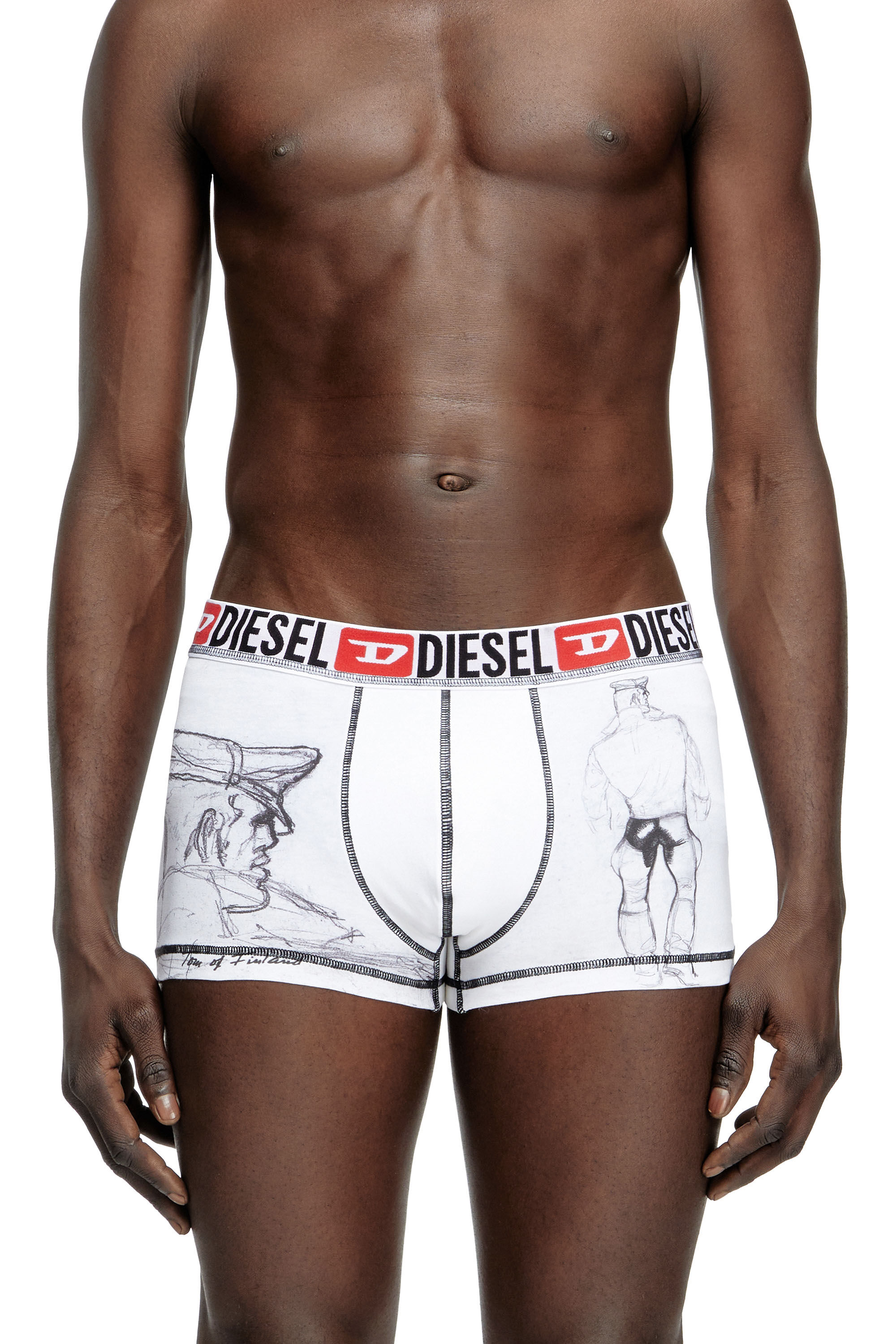 Diesel - PR-DAMIEN, Boxer avec imprimé effet esquisse Homme in Blanc - 3