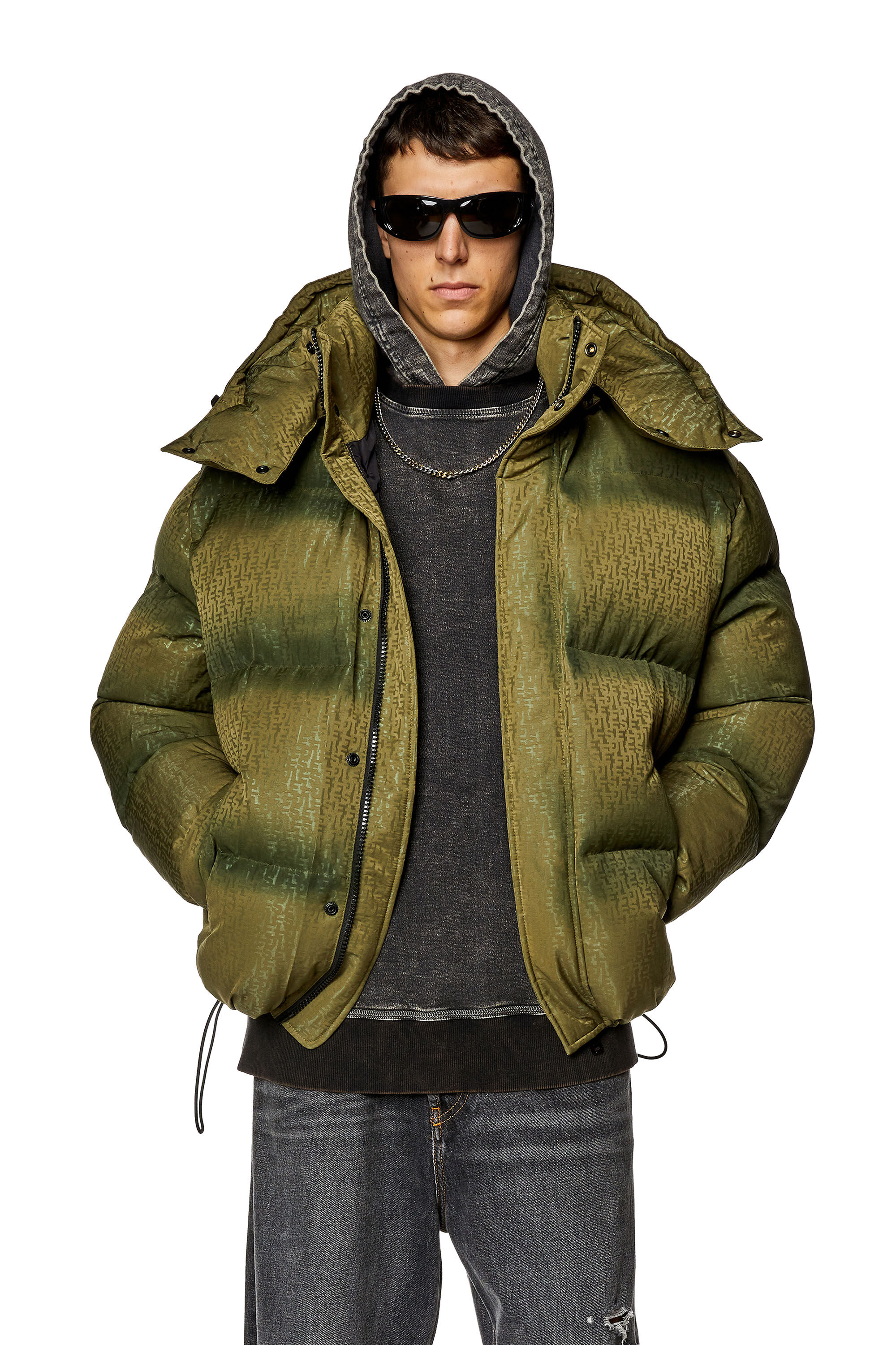 Veste doudoune avec motif monogram Homme Vert Diesel