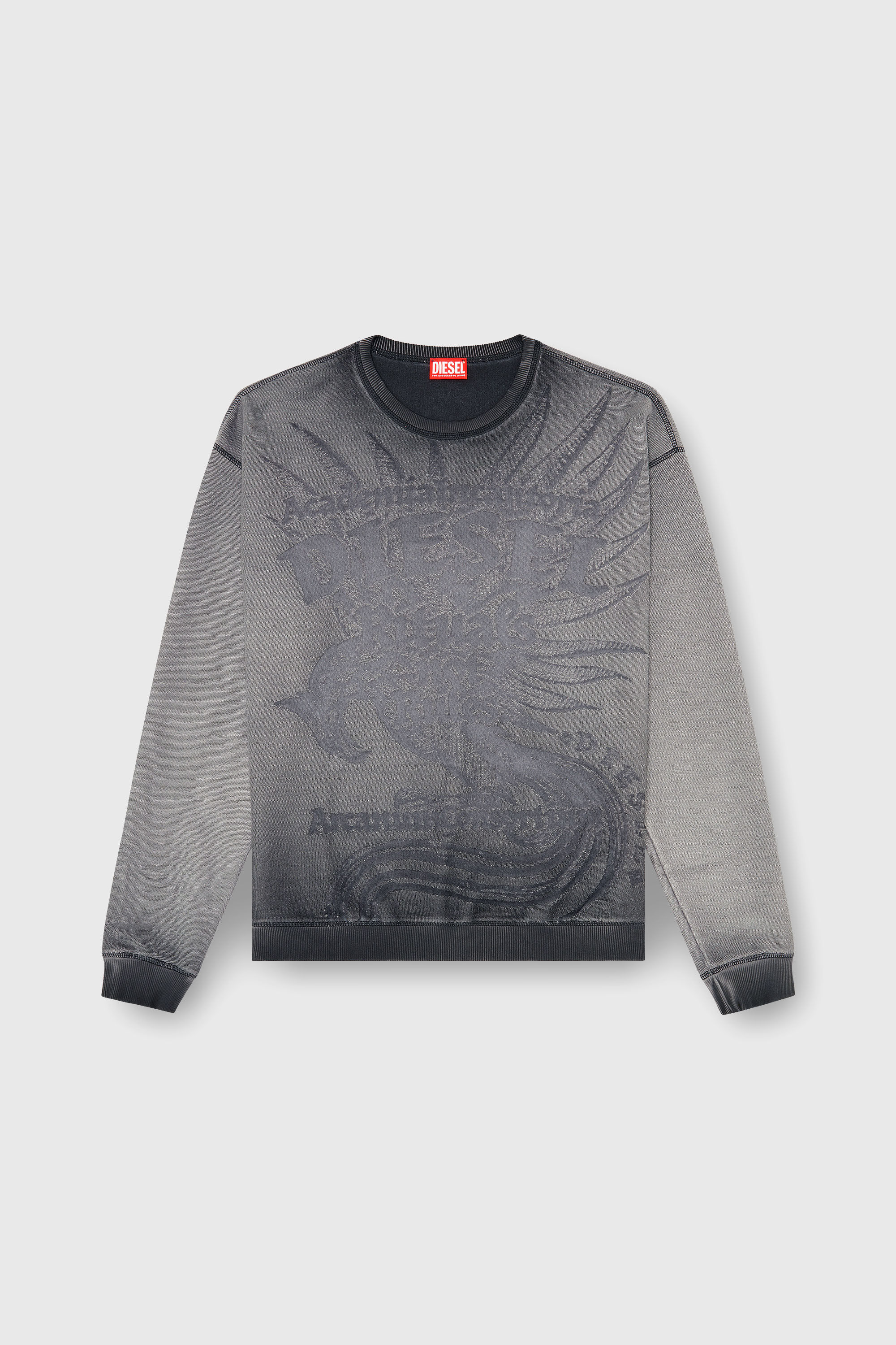 Diesel - S-ARON-RAW, Sweat-shirt avec imprim&eacute; d&eacute;vor&eacute; Homme in Gris - 2