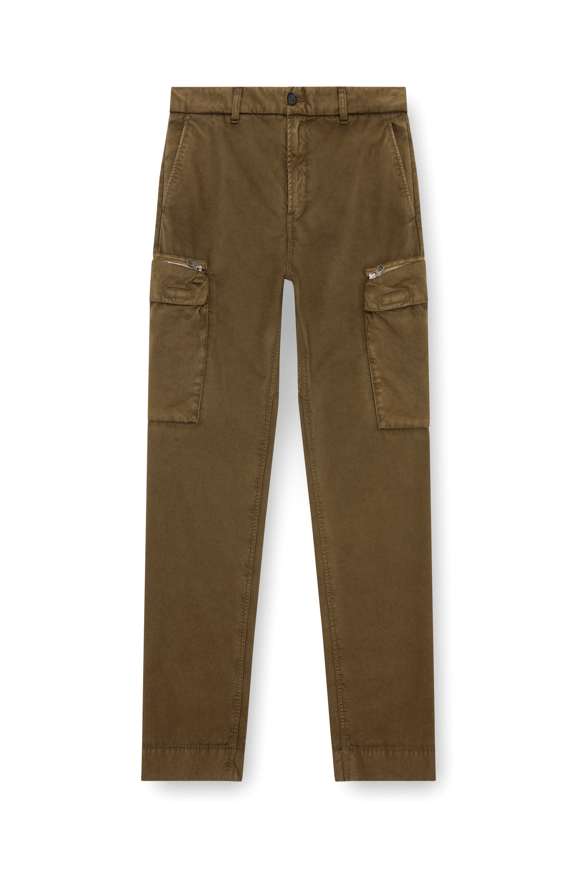 Diesel - P-YE, Pantalon en sergé de peau de pêche délavée Homme in Vert - 2