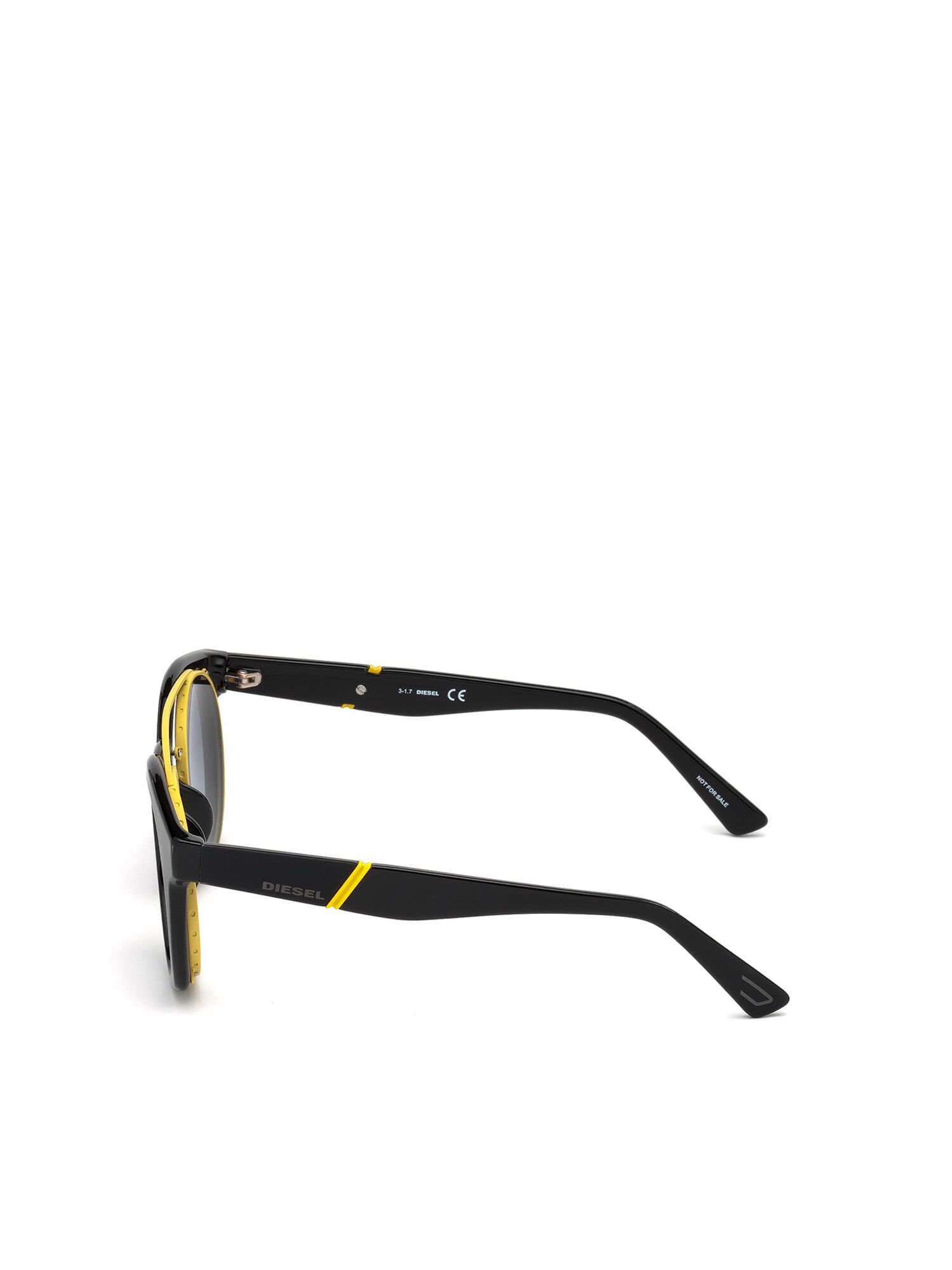 Diesel - DL0251, Lunettes rondes avec « clip-back » brillant Mixte in Noir - 3