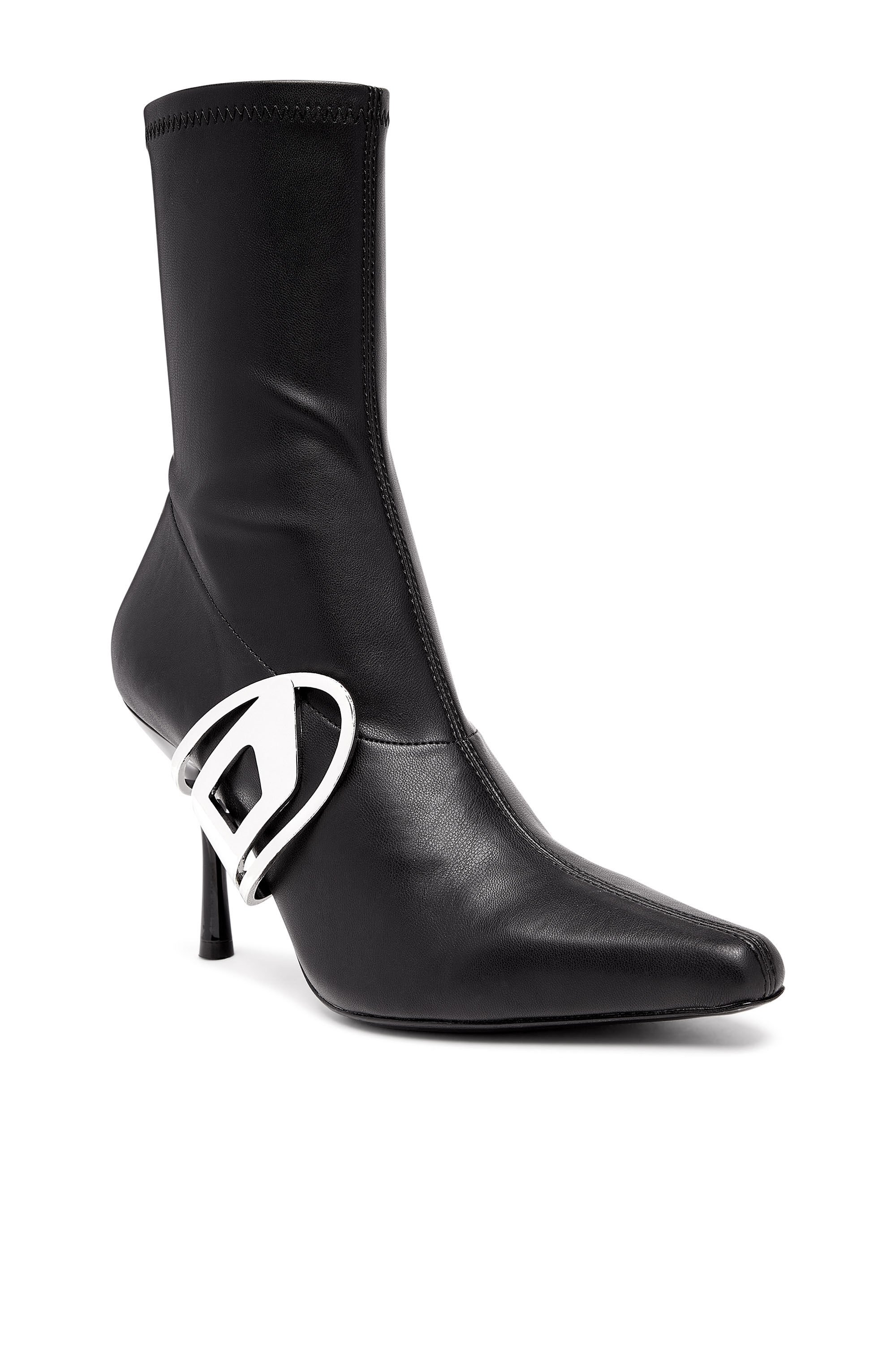 Diesel - D-ECLIPSE BT, Woman D-Eclipse BT - Stiletto boots with oval D plaque in Black - Image 4