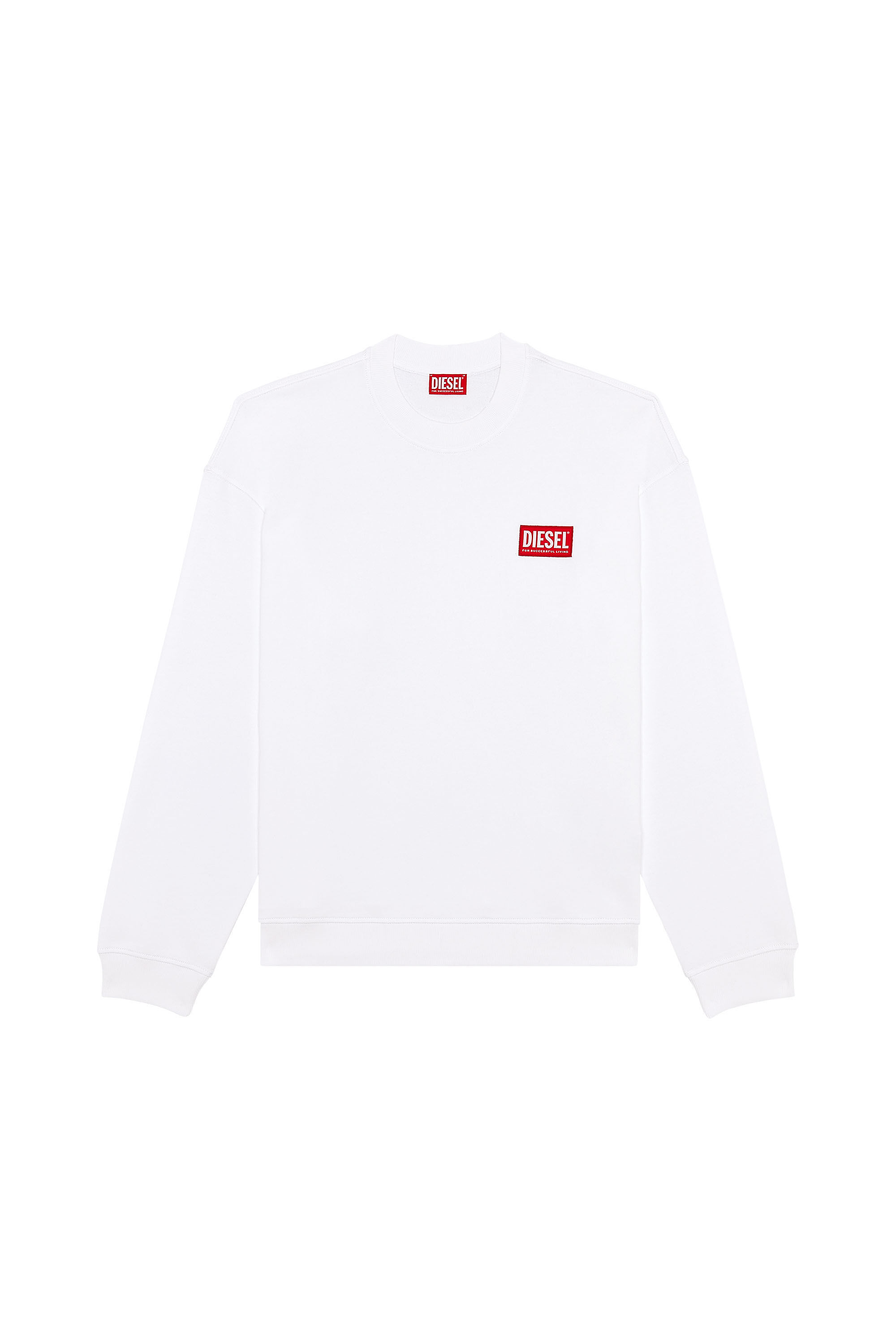 Diesel - S-NLABEL-L1, Man Oversized sweatshirt with logo patch in White - Image 2