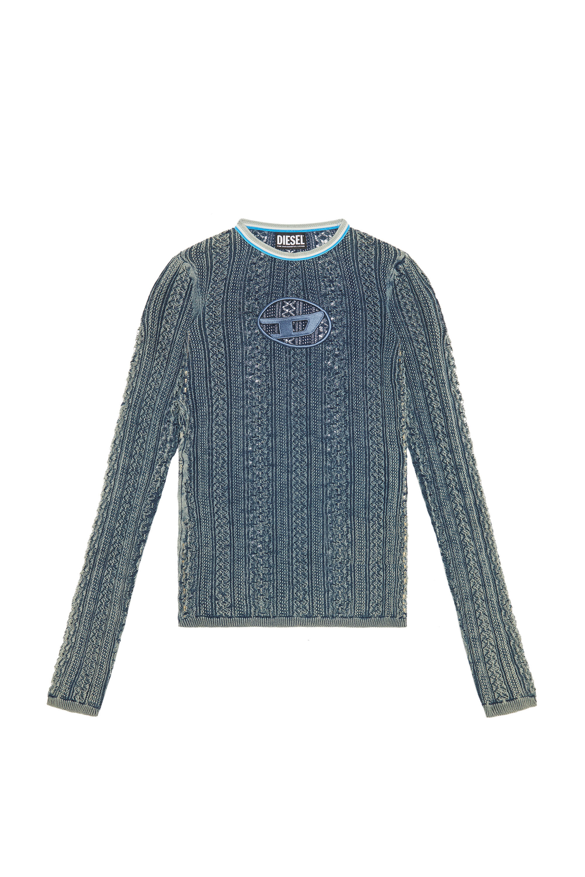 Diesel - M-IKYLA, Pull en maille pointelle avec cut-out oval D Femme in Bleu - 2