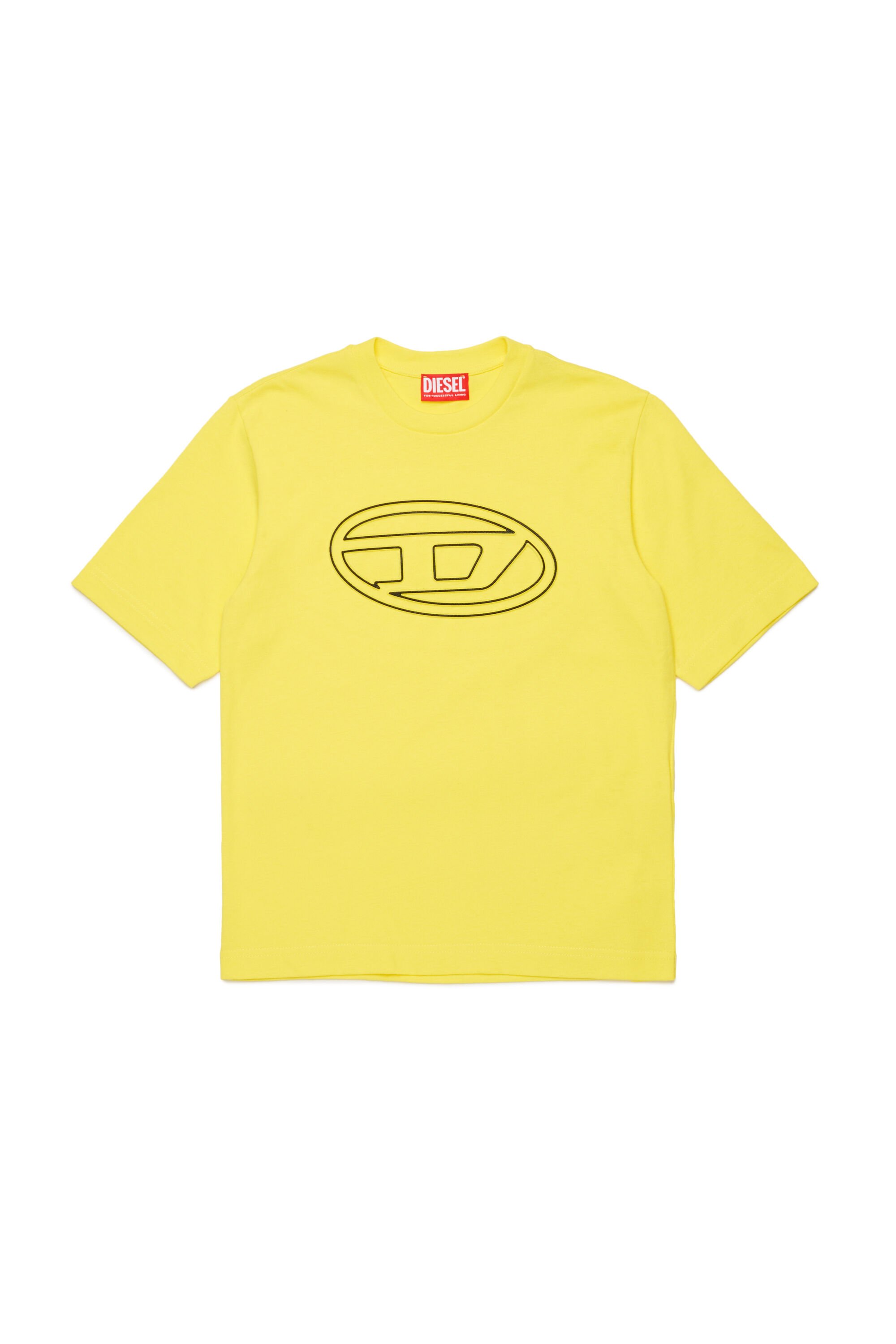 Diesel - TJUSTBIGOVAL OVER, Homme T-shirt avec logo contour Oval D in Jaune - Image 1