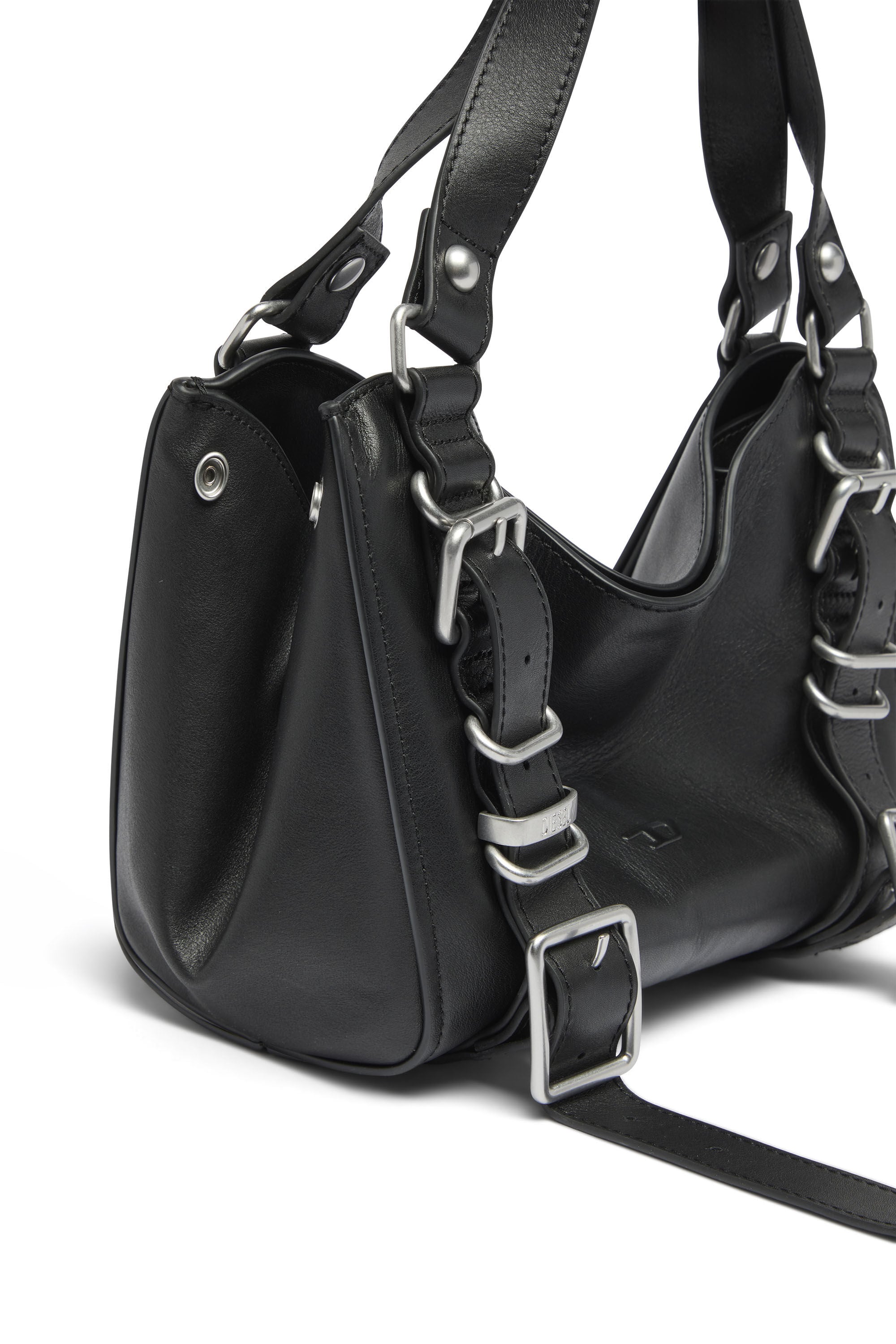 Diesel - D-ONE TOPHANDLE S, D-One-Sac small &agrave; poign&eacute;e sup&eacute;rieure en cuir trait&eacute; Femme in Noir - 6