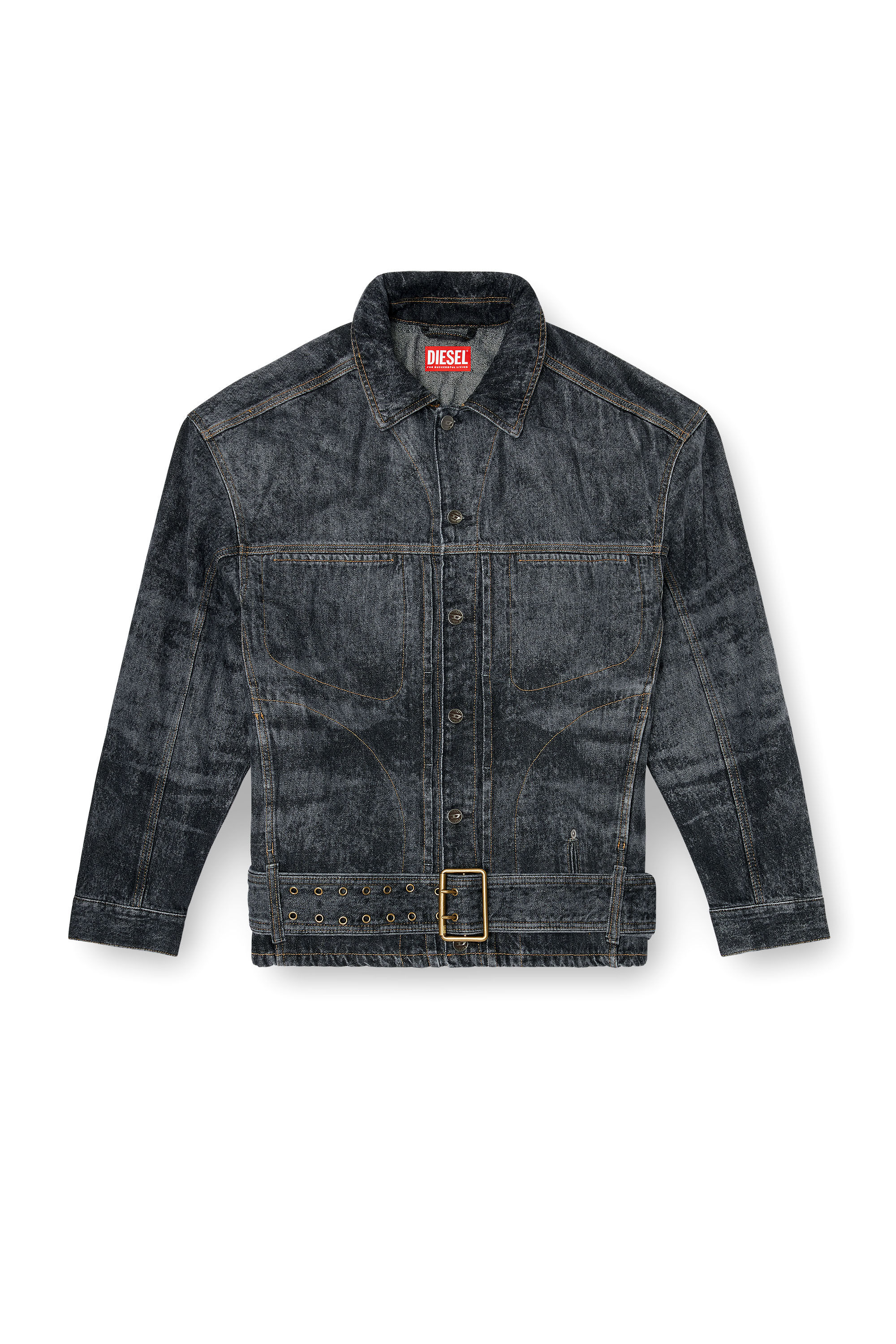 Diesel - D-VALERO-S, Veste en jean inspir&eacute;e des motards Homme in Noir - 2