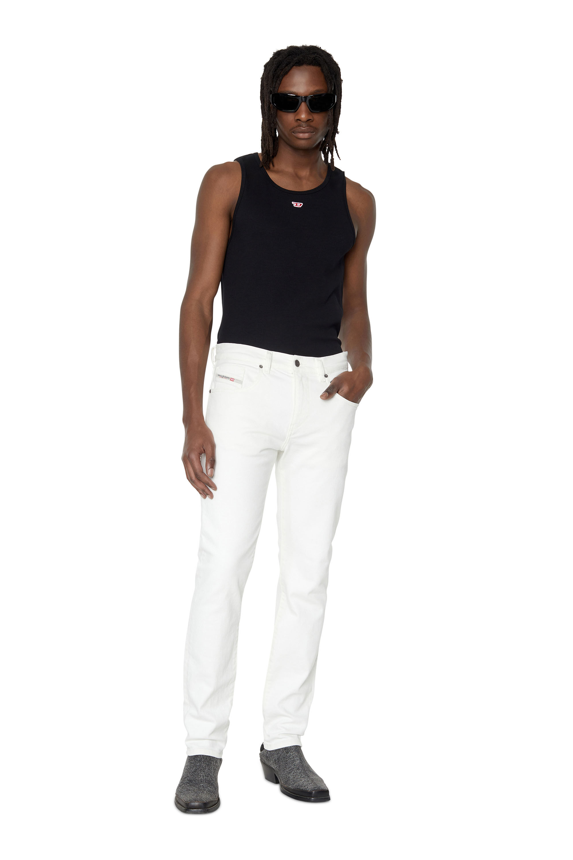 Diesel - 2019 D-Strukt 09D63 Slim Jeans, Blanc - Image 1