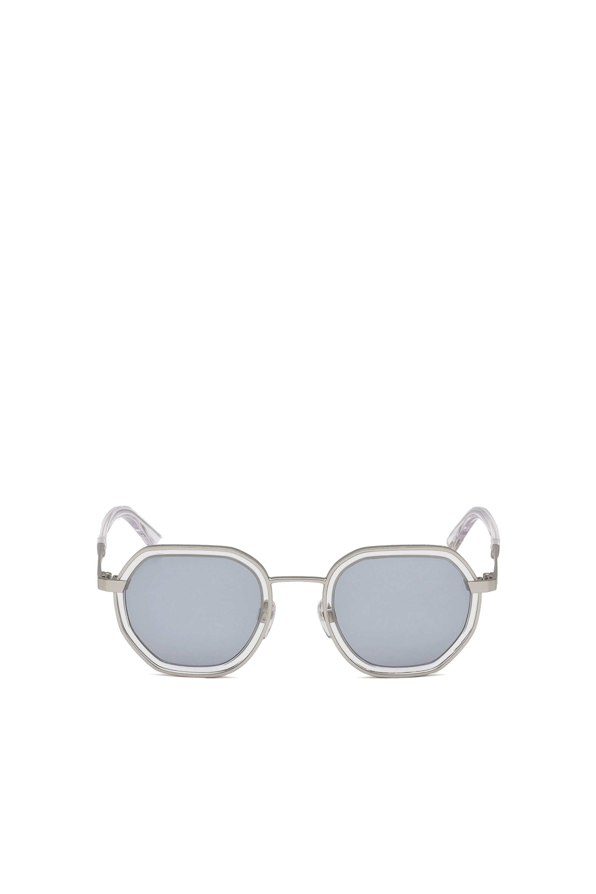 Diesel - DL0267, Lunettes hexagonales avec détails transparents Mixte in Gris - 1