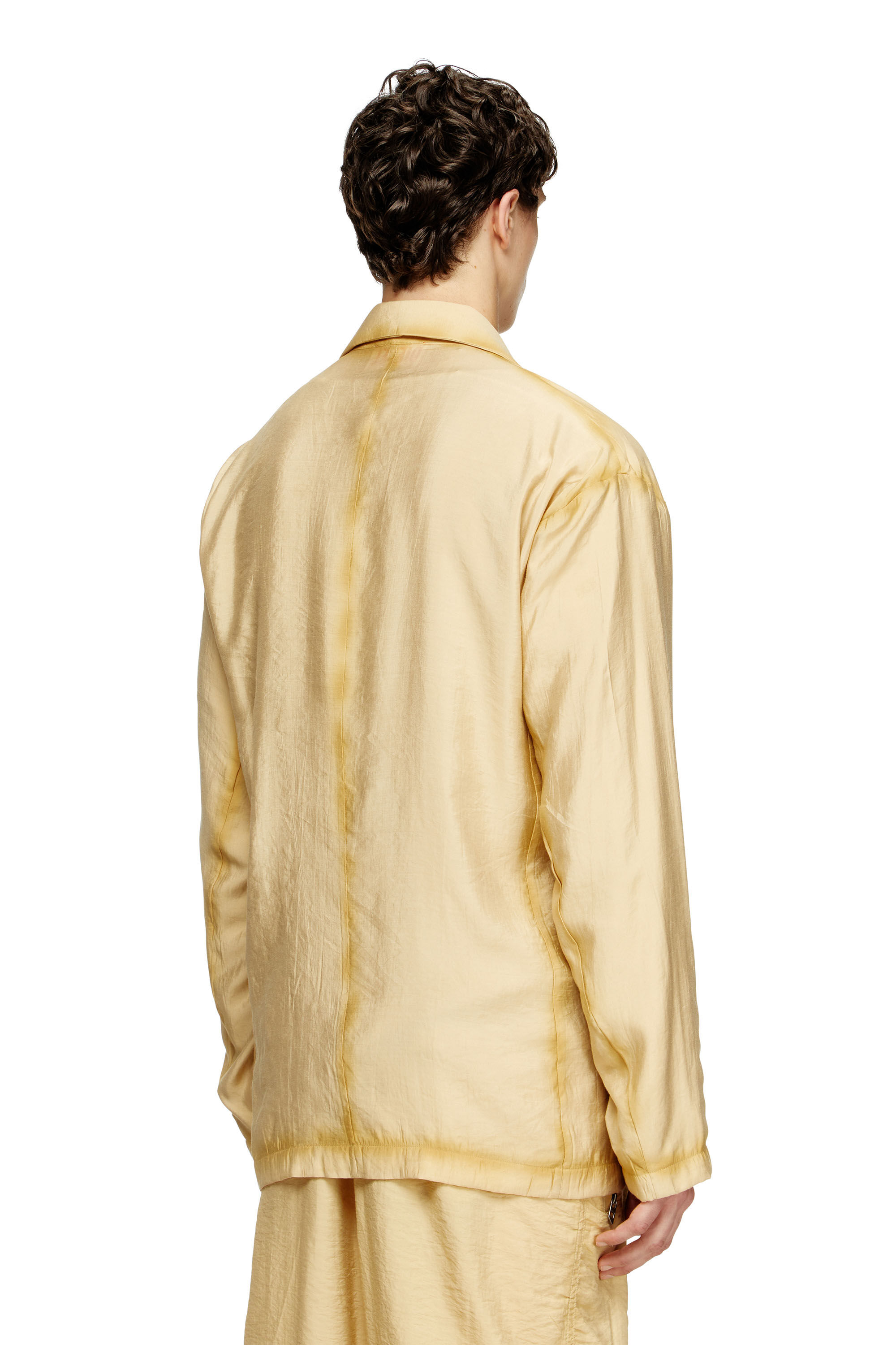 Diesel - J-KEYSERY, Blazer croisé en tissu froissé Homme in Beige - 3