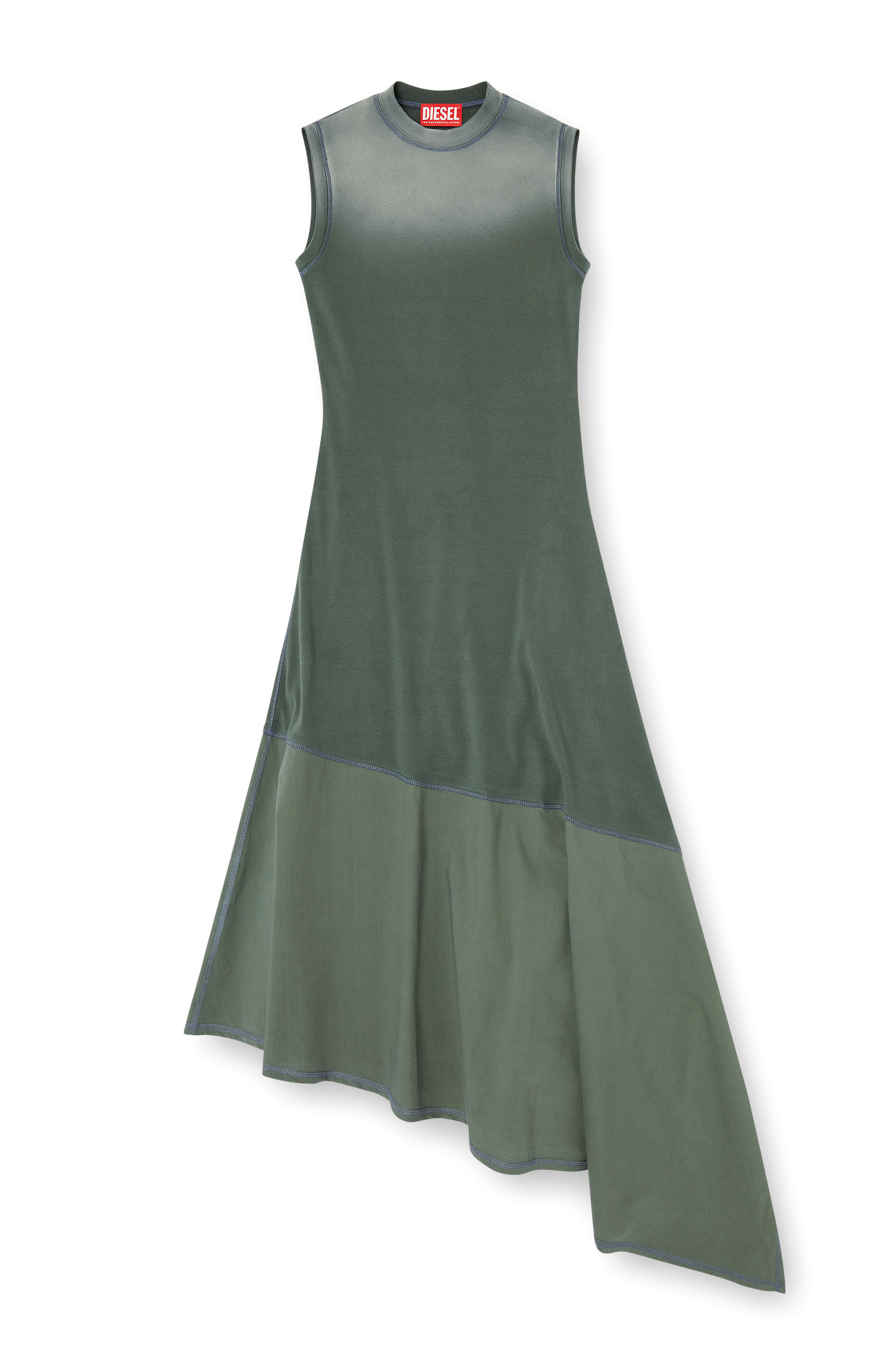 Diesel - D-ELICY, Robe asymétrique sans manches Femme in Vert - 2