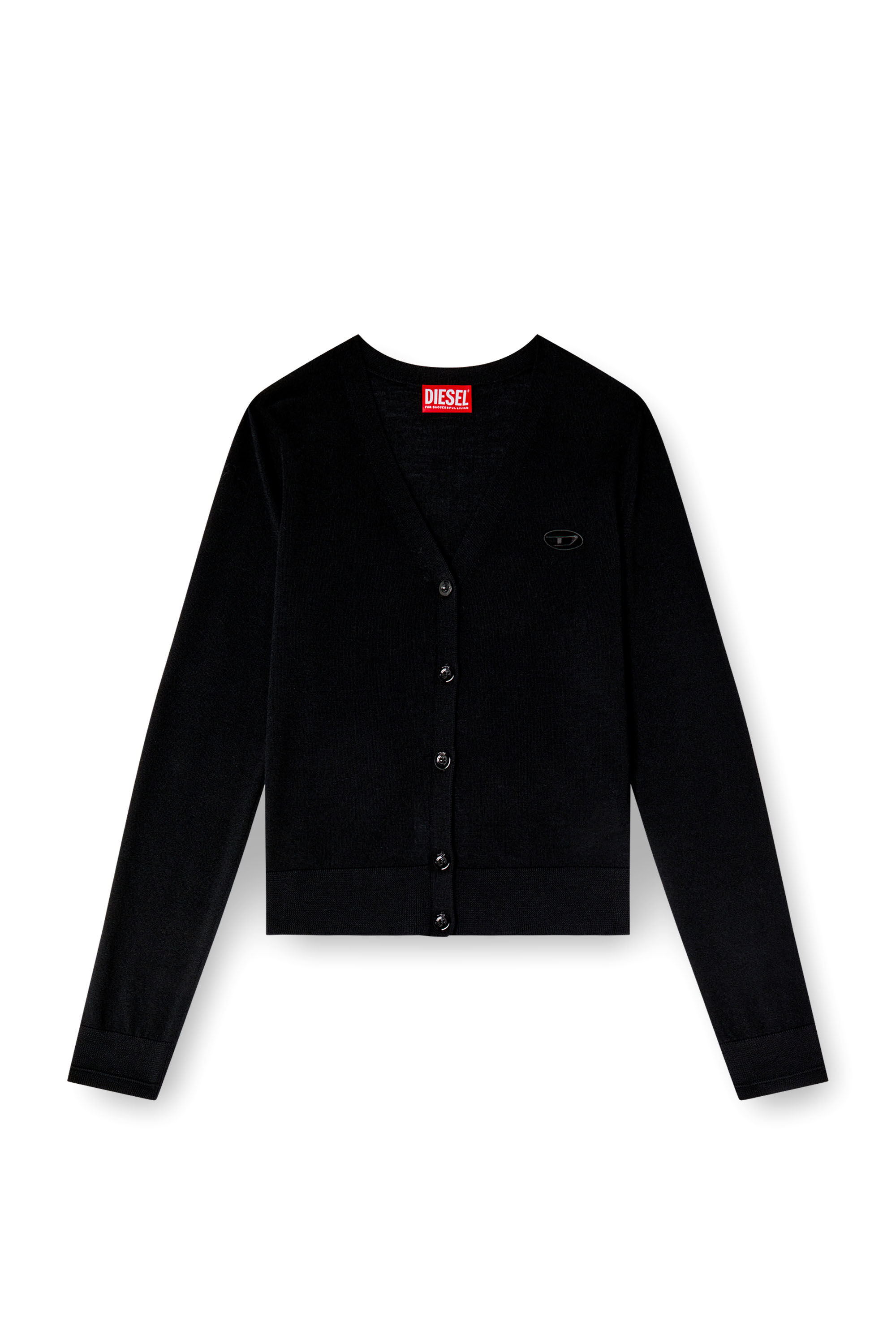 Diesel - M-ALIMA, Cardigan en laine avec logo cut-out Femme in Noir - 2