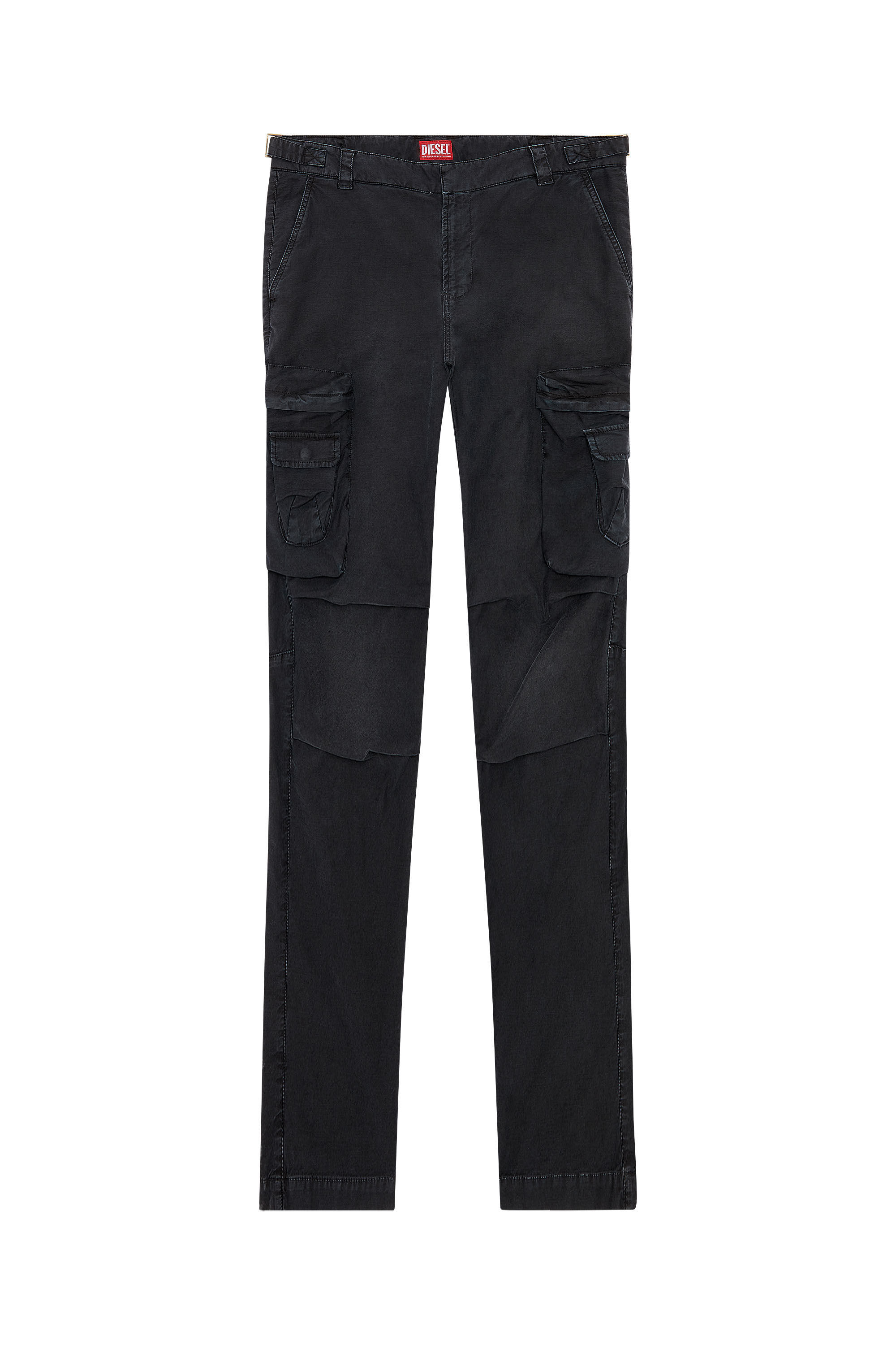 Diesel - P-ARGYM-NEW-A, Pantalon cargo délavé en coton stretch Homme in Noir - 1