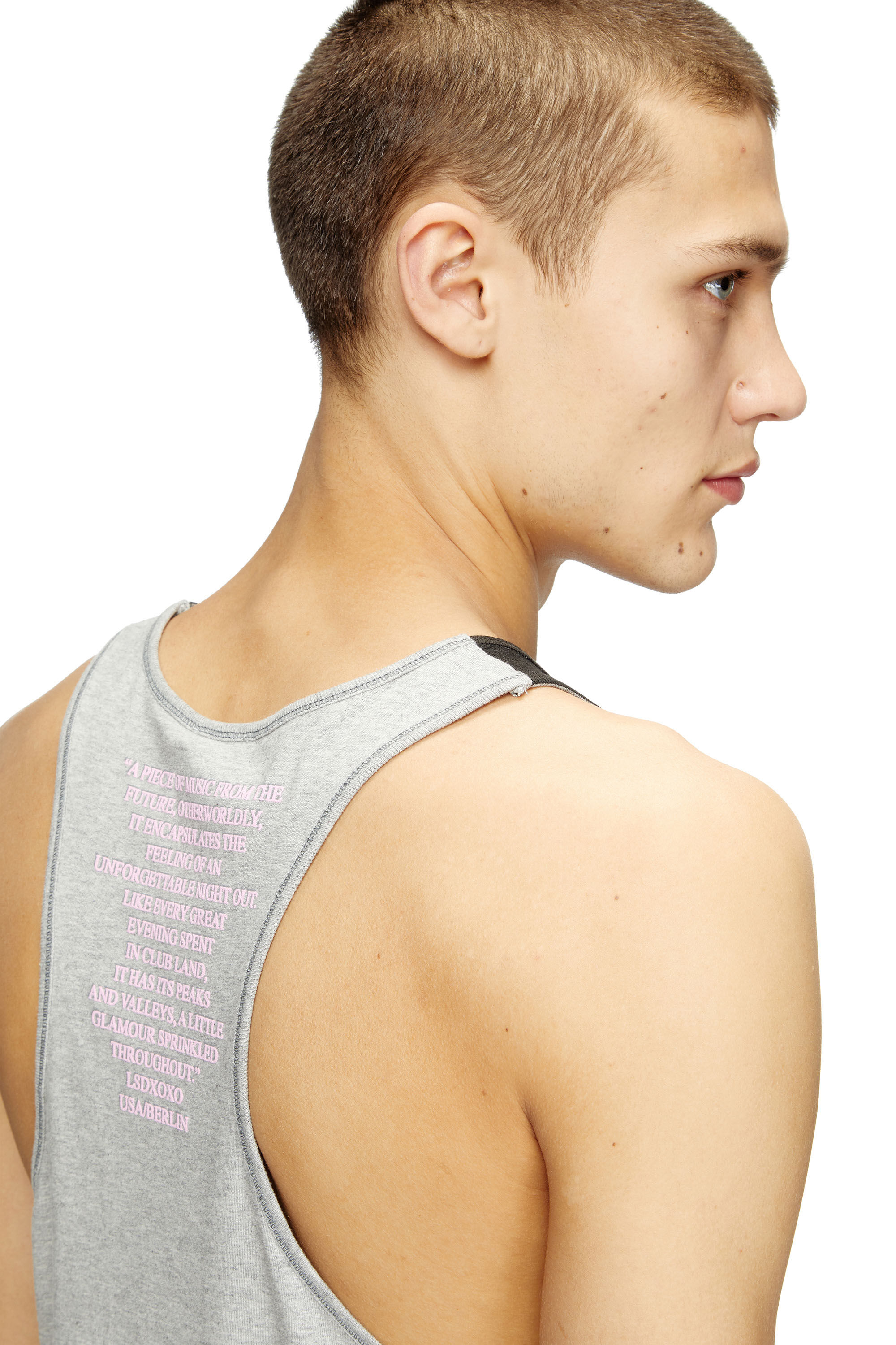 Diesel - T-SHAN, Débardeur avec imprimé paroles Mixte in Gris - 5