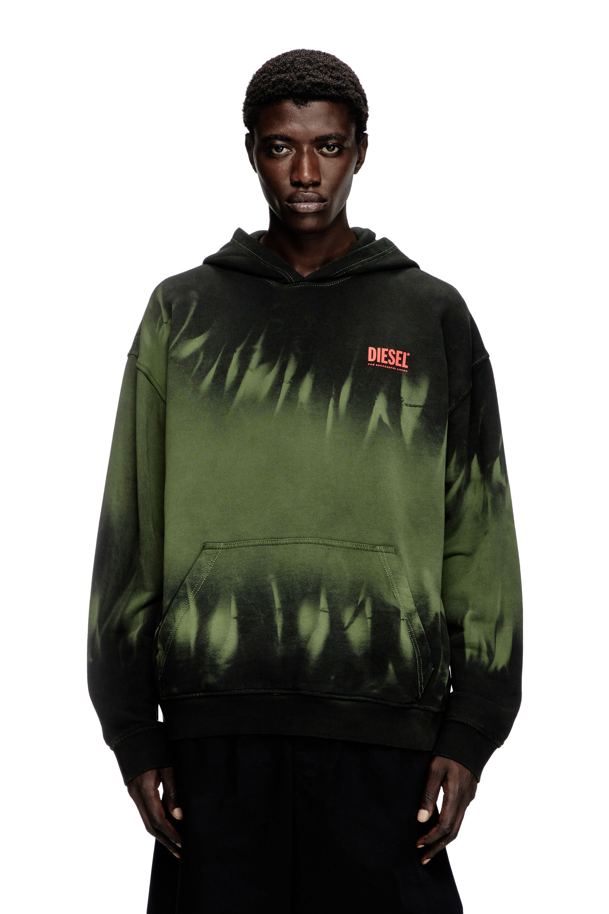 Diesel - S-BOXT-HOOD-R2, Sweat-shirt à capuche tie-dye avec logo imprimé Homme in Polychrome - 3