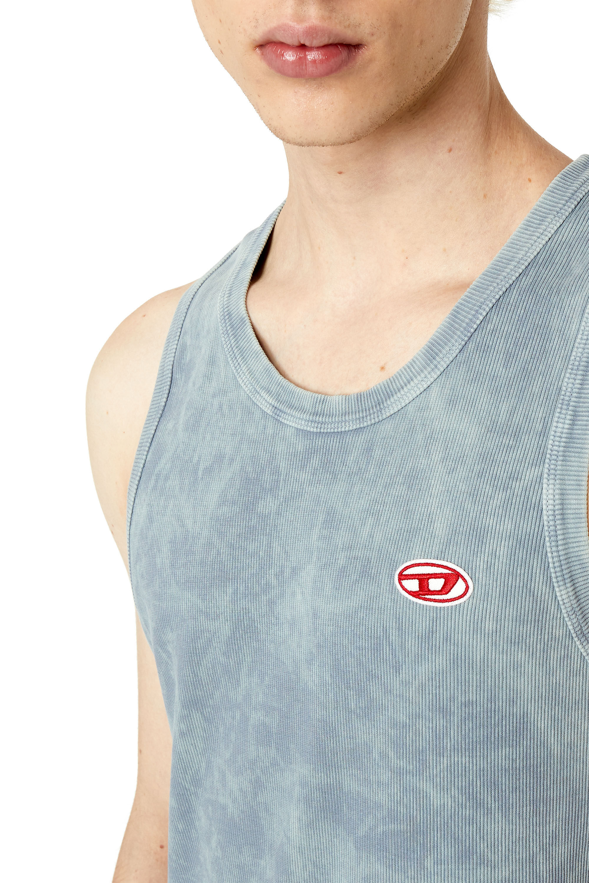 Diesel - T-WISTY-G1, Débardeur délavé à l'acide avec empiècement à logo Homme in Gris - 5