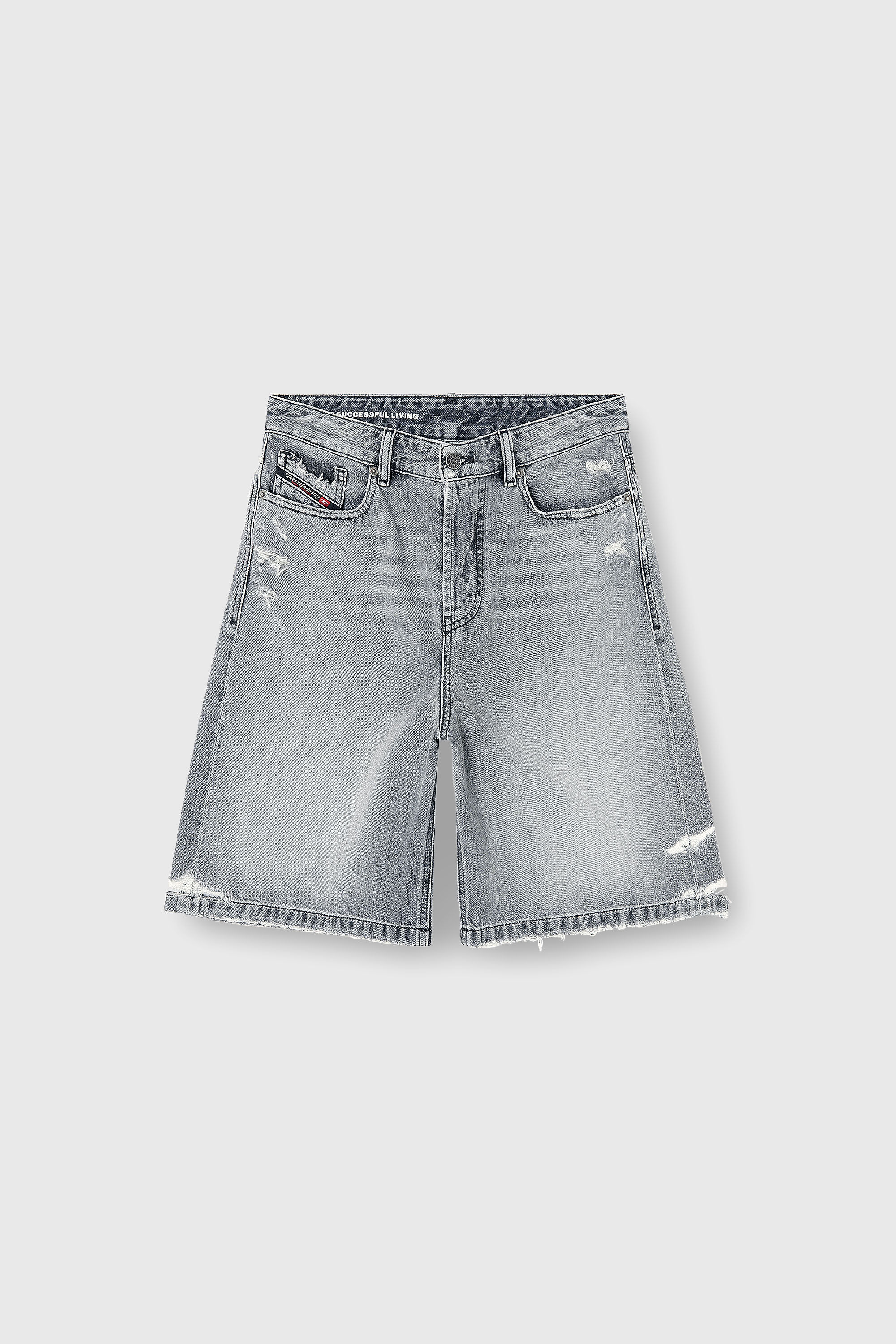 Diesel - DE-SIRE-SHORT, Short en denim &agrave; ourlets effiloch&eacute;s Femme in Gris - 2