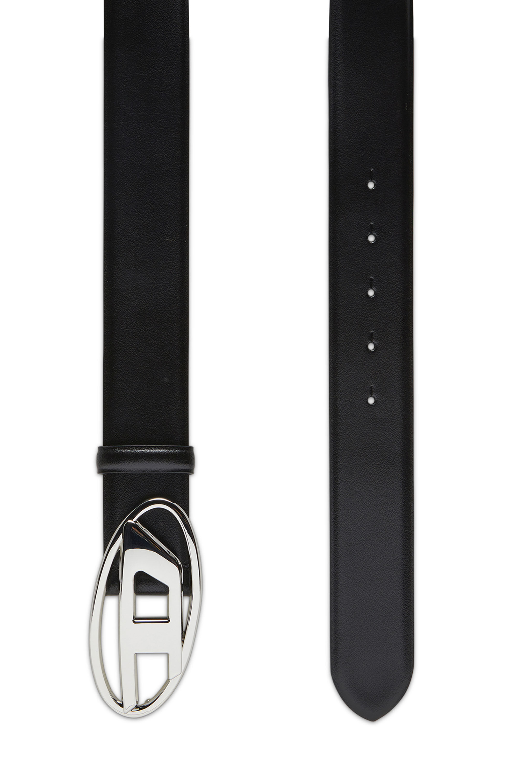 Ceinture en cuir avec boucle en D ovale Homme Noir Diesel