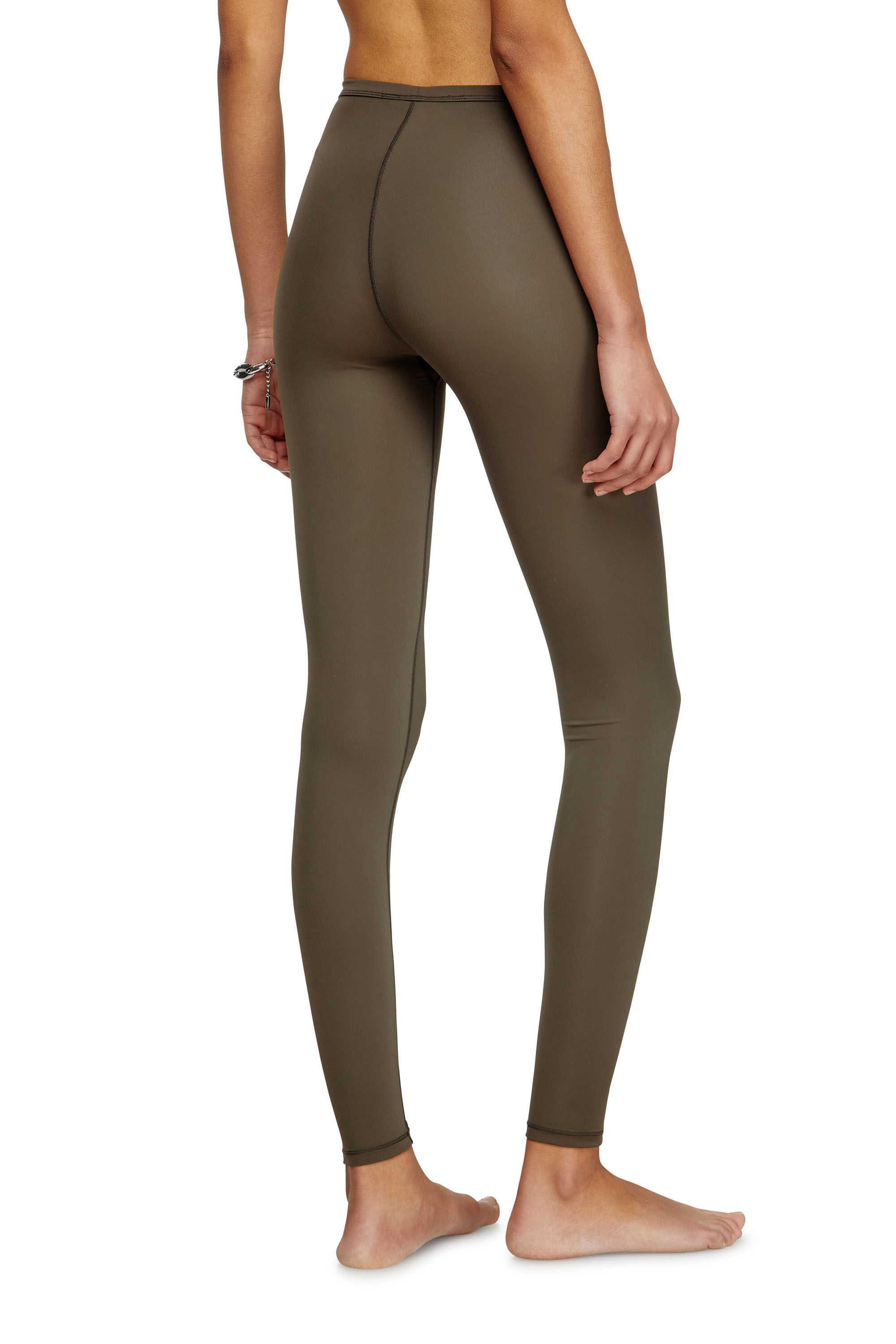 Diesel - MINA-UTLT, Legging en nylon stretch Femme in Marron - 4