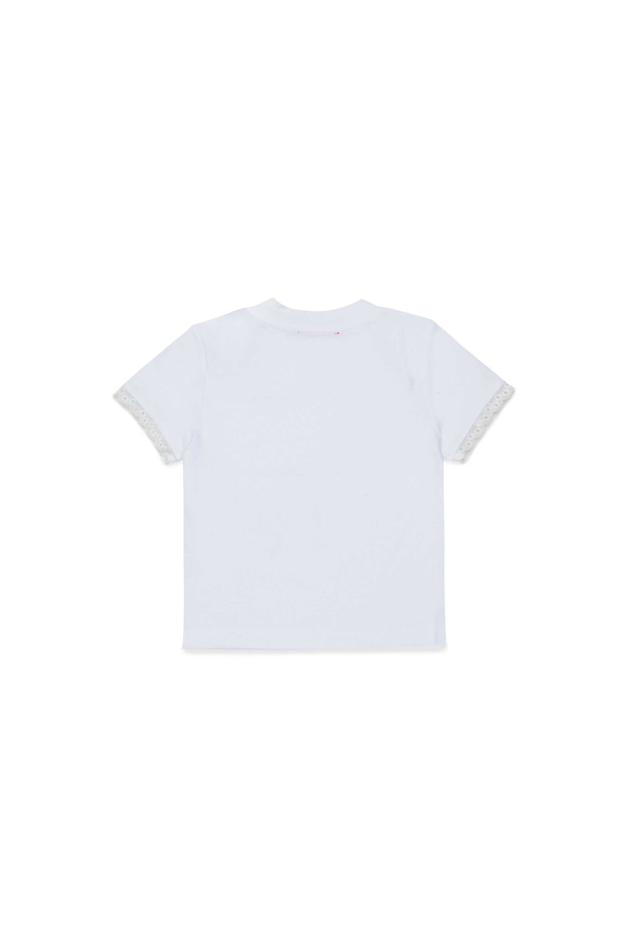 Diesel - TROSEZB, T-shirt orn&eacute;e de dentelle avec imprim&eacute; rose Femme in Blanc - 2