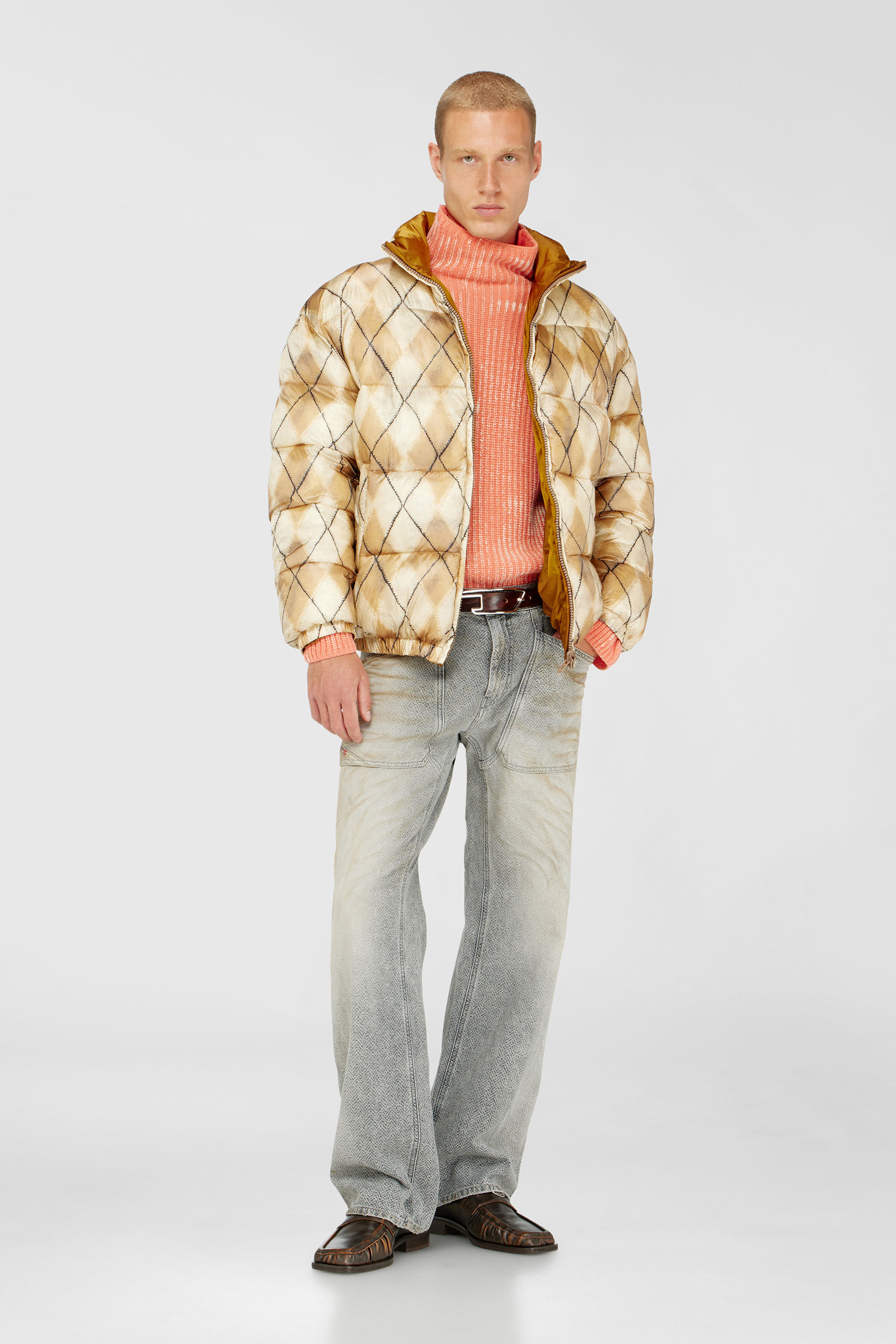 Diesel - W-BOURB-DLCK, Doudoune r&eacute;versible &agrave; motif losange Homme in Polychrome - 1