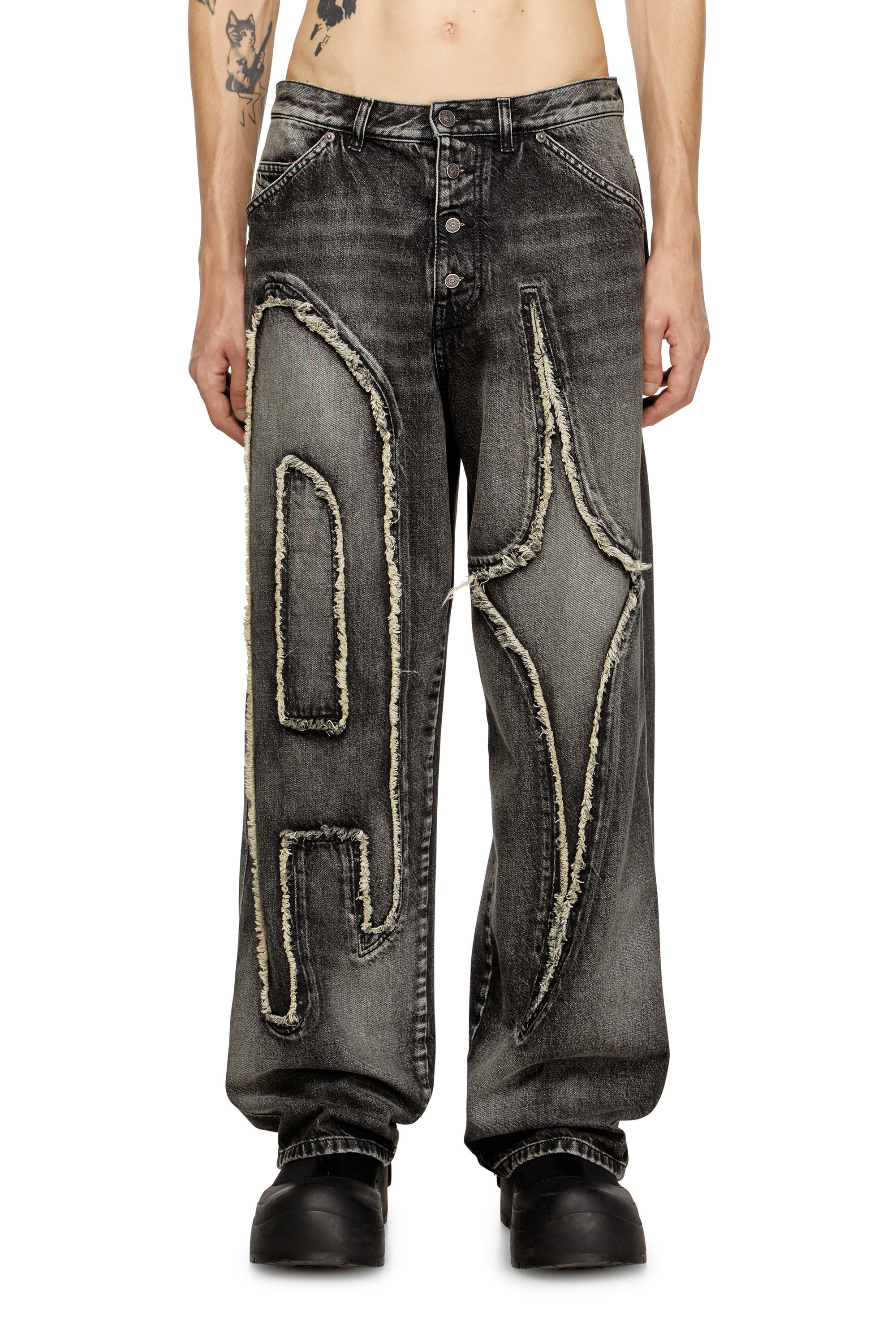 Diesel - Straight Jeans D-ThugClub 0BEBT Mixte, Noir/Gris foncé - Image 3