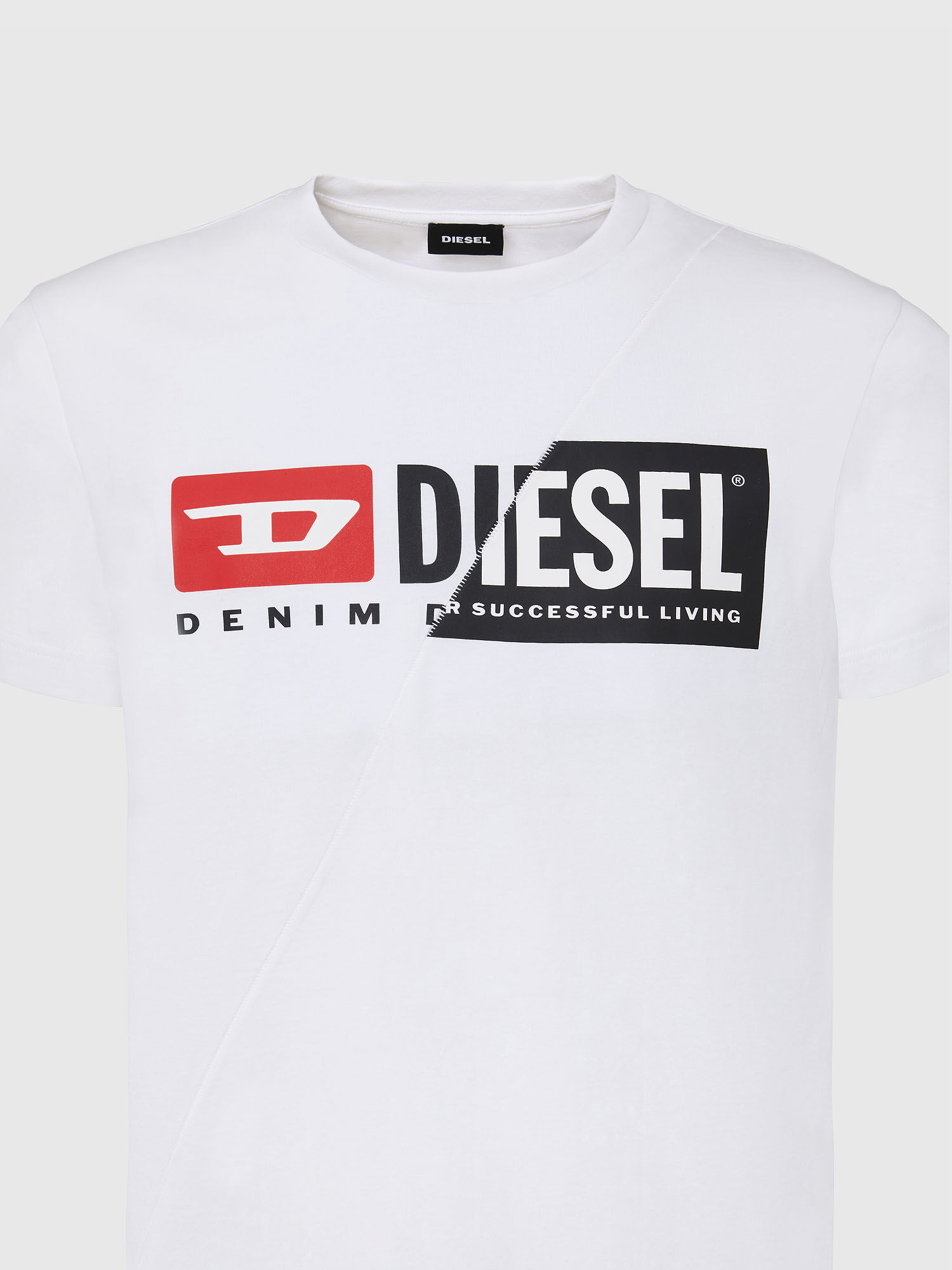 Diesel - T-DIEGO-CUTY, T-shirt avec deux logos imprimés Homme in Blanc - 3