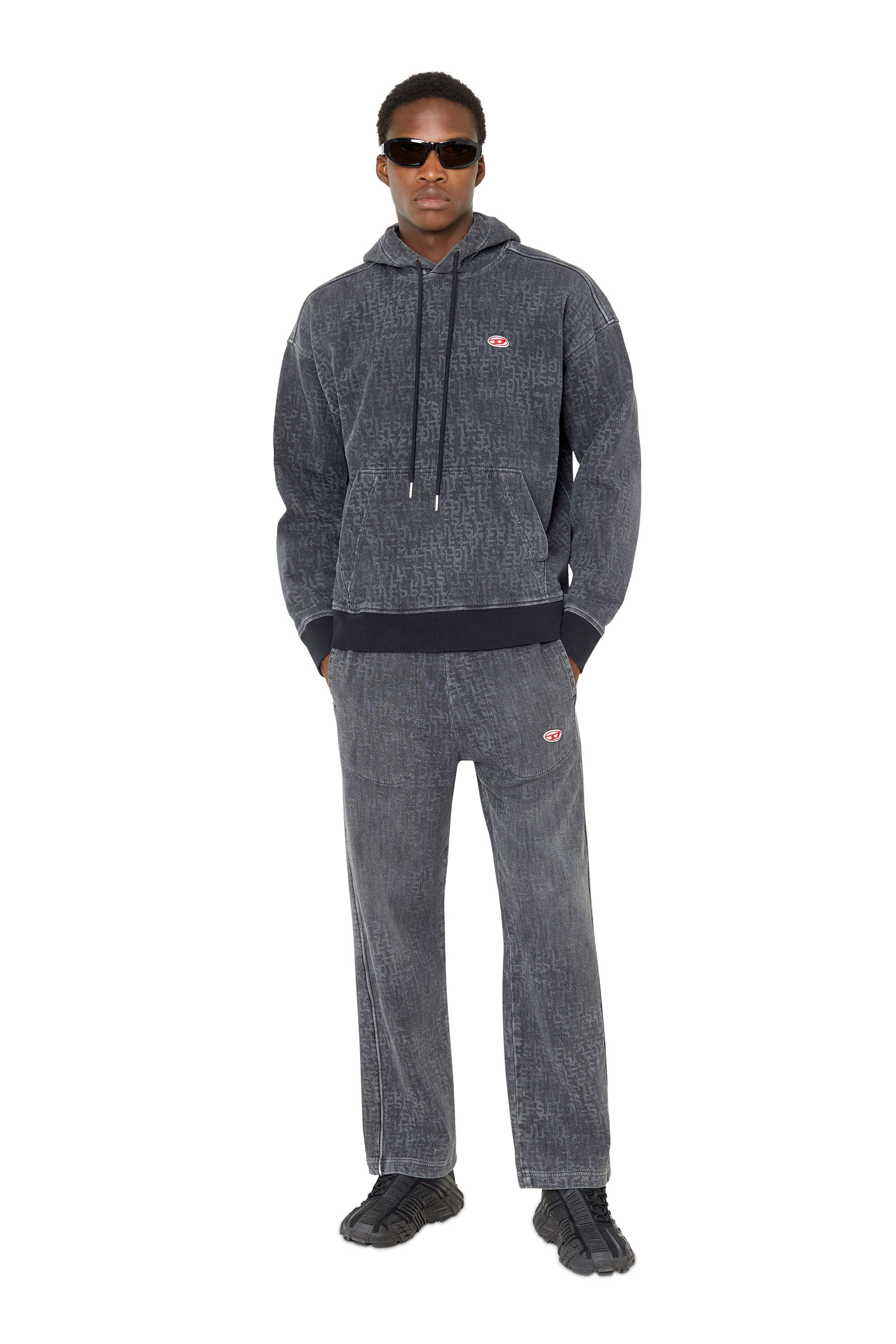 Diesel - D-UM-RIB TRACK DENIM HOODIE,  - Image 1