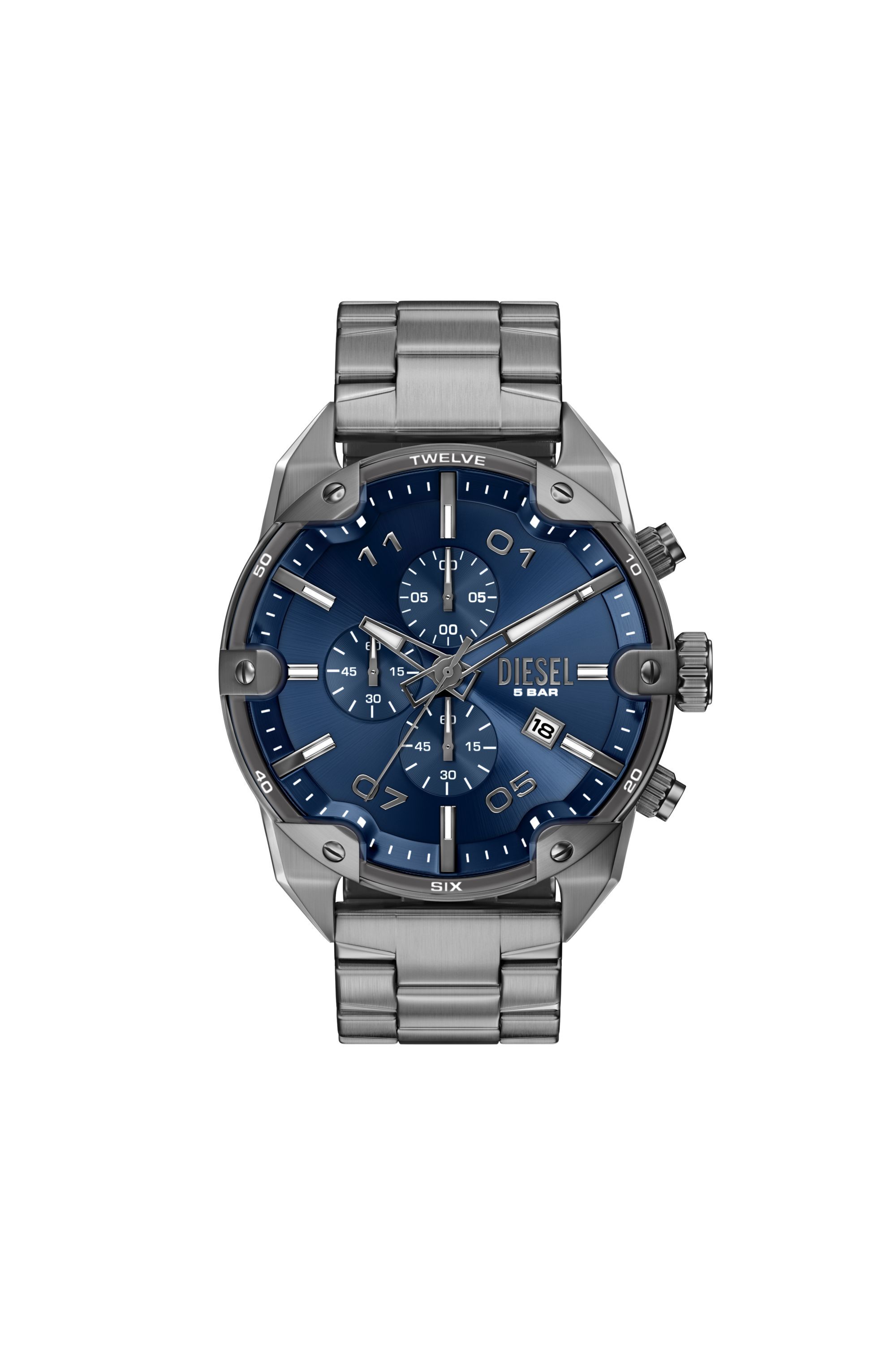 Diesel - DZ4724 WATCH, Montre Spiked en acier inoxydable finition gunmetal Homme in Gris - 1
