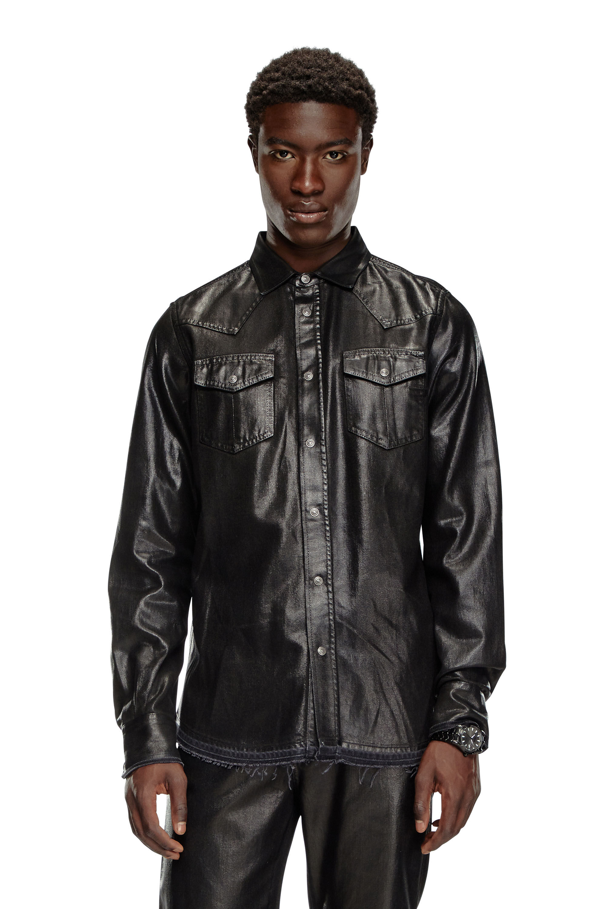 Jean enduit homme noir cheap