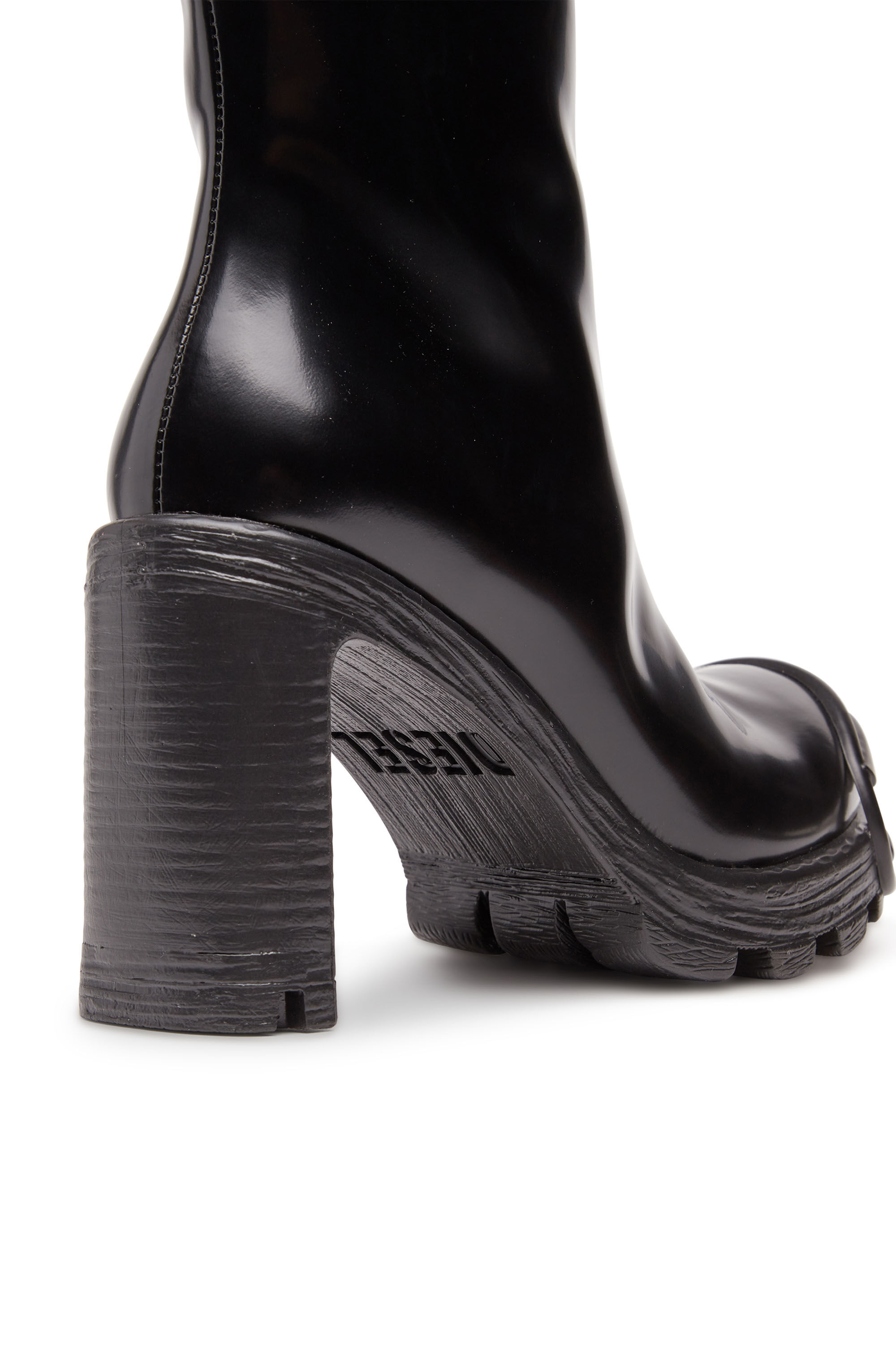 D Hammer Bottes a talons en cuir brosse Femme Noir Diesel