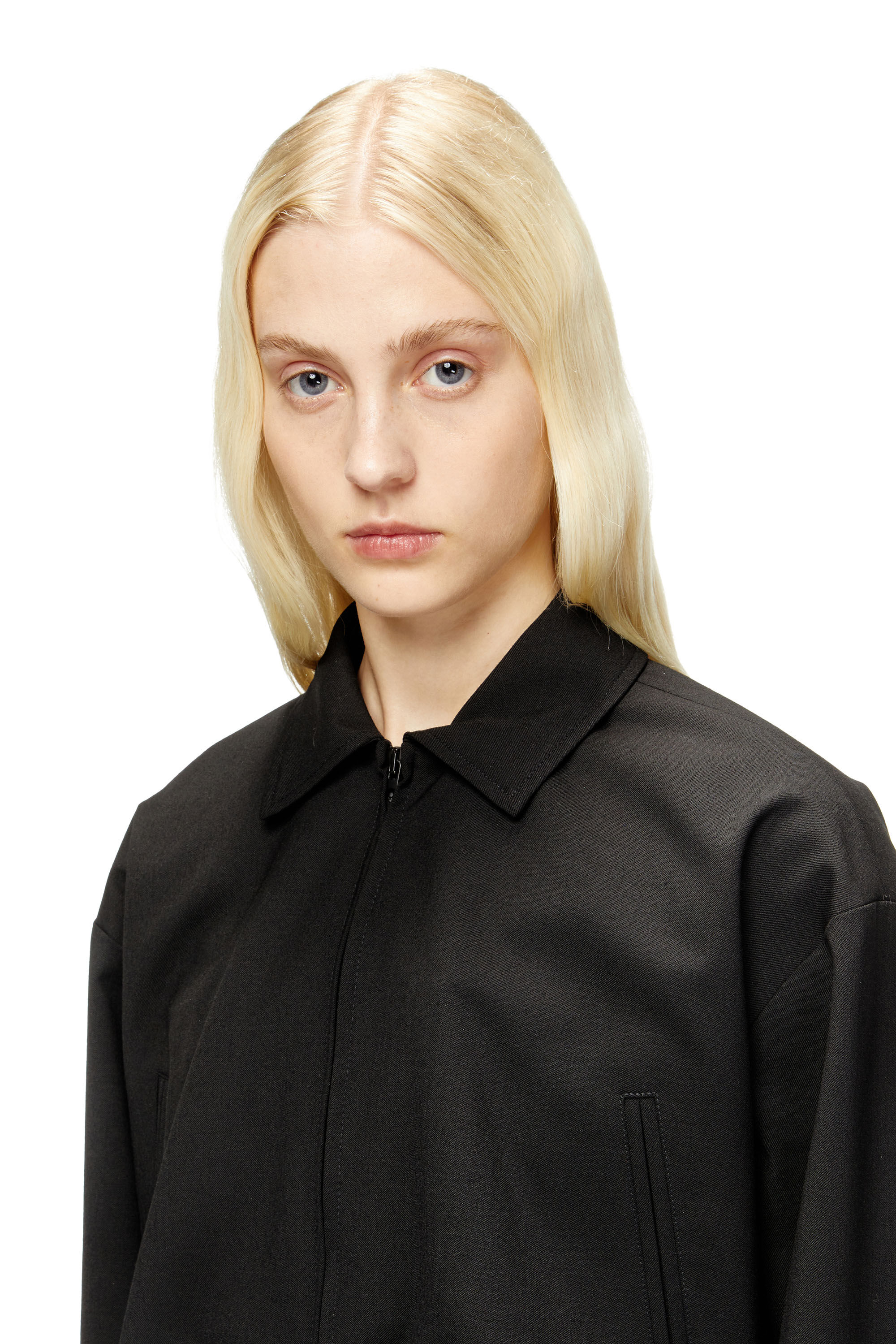 Diesel - J-TING-FEM-R2, Veste cropped en tissu tailleur et nylon Femme in Noir - 5