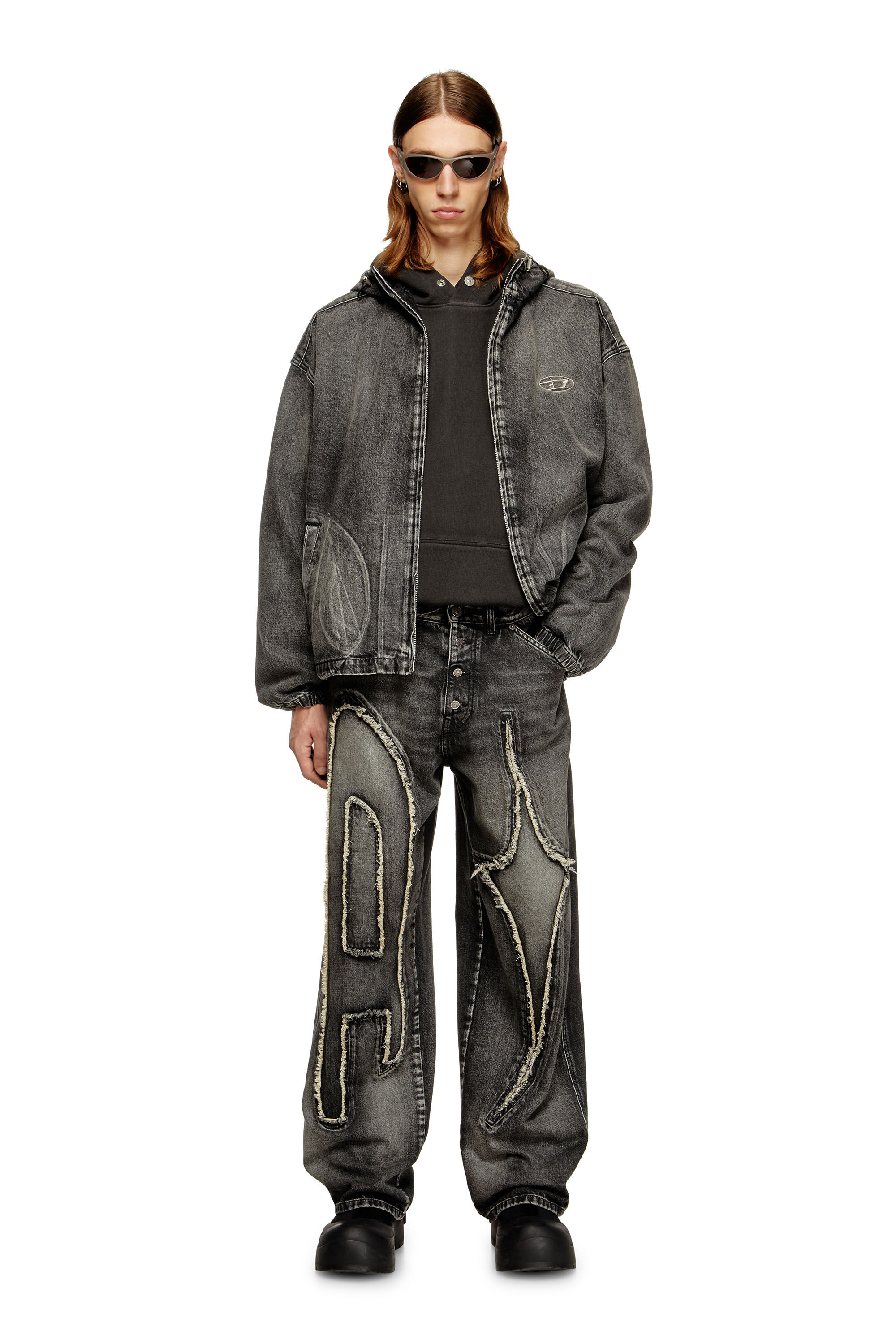 Diesel - Straight Jeans D-ThugClub 0BEBT Mixte, Noir/Gris foncé - Image 1