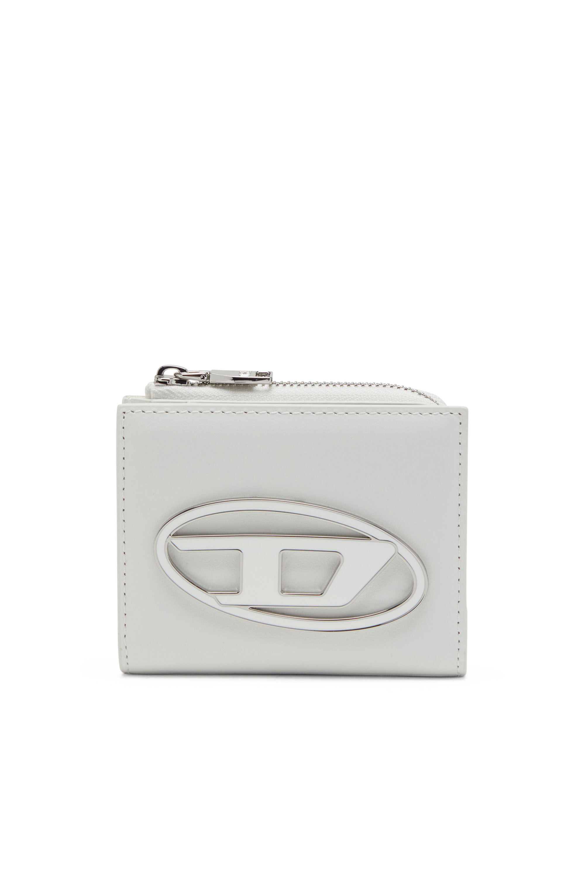 Diesel - 1DR CARD HOLDER ZIP L, Porte-cartes à deux volets en cuir nappa Femme in Blanc - 1