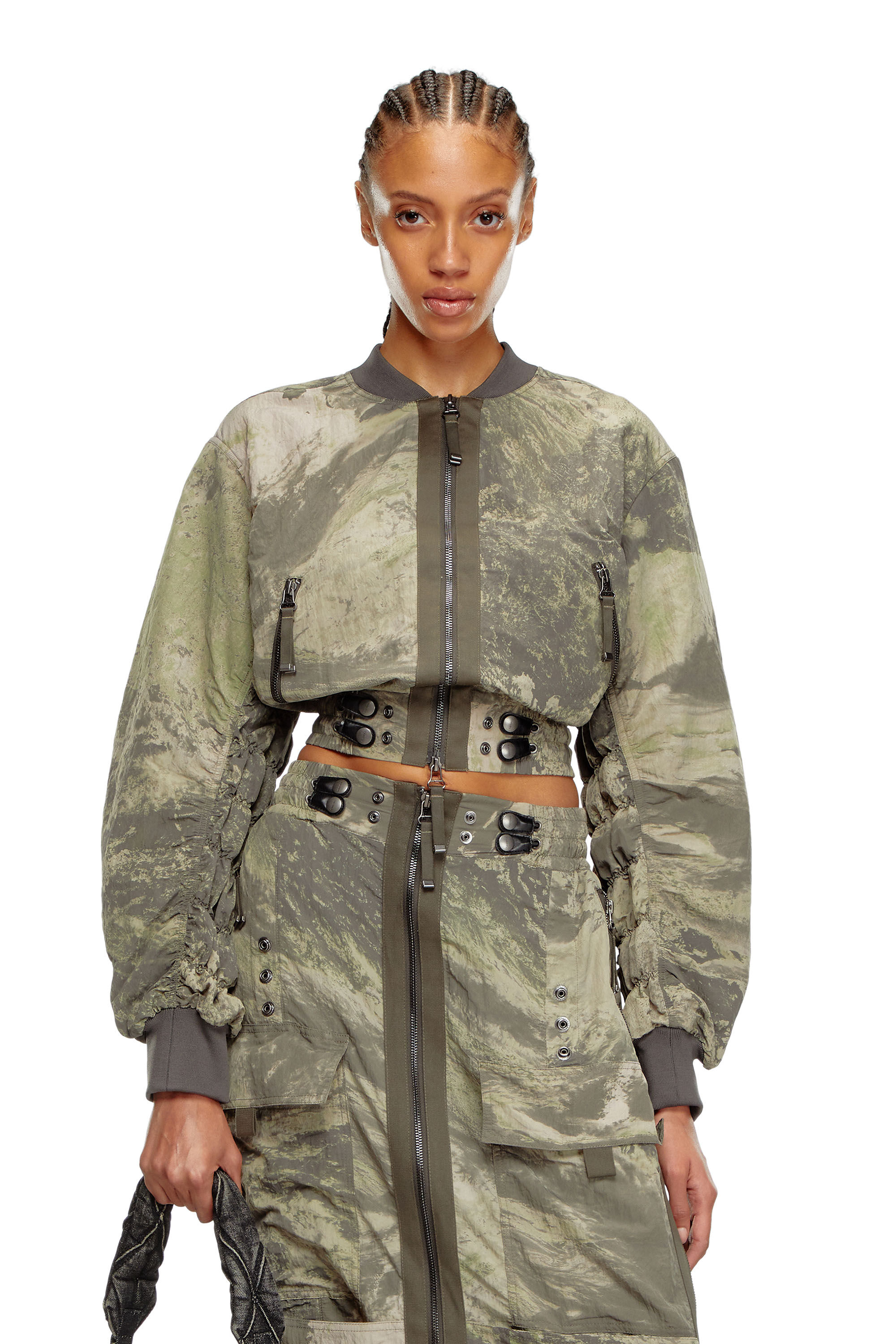 Veste bomber en nylon leger Femme Vert Diesel