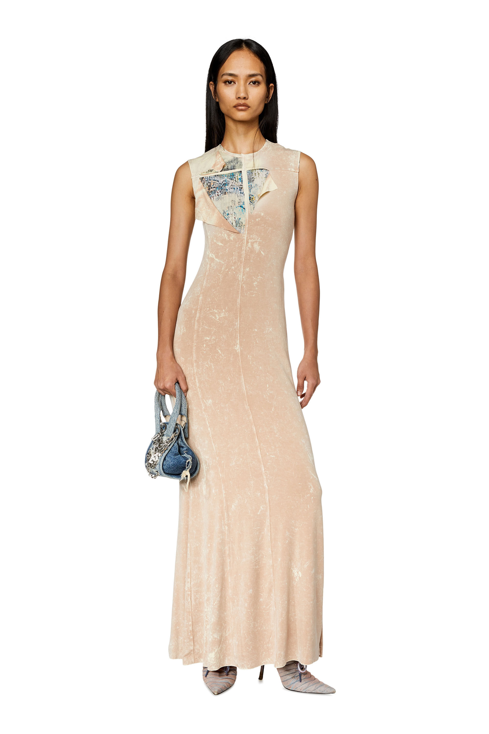 Diesel - D-TREATY, Robe double épaisseur avec délavage marbré Femme in Beige - 1
