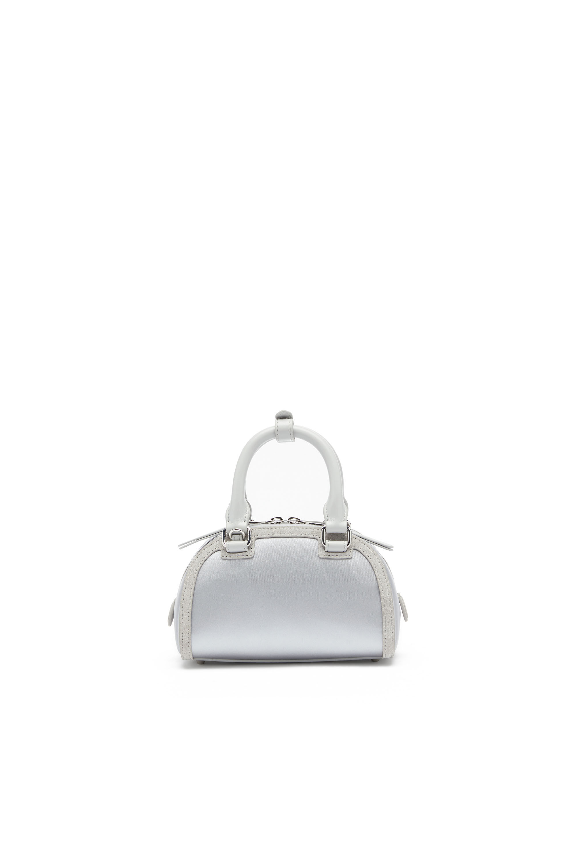 Diesel - 1DR DOME CROSSBODY, 1DR Dome - Mini sac bandouli&egrave;re en satin et su&egrave;de Femme in Gris argent&eacute; - 3