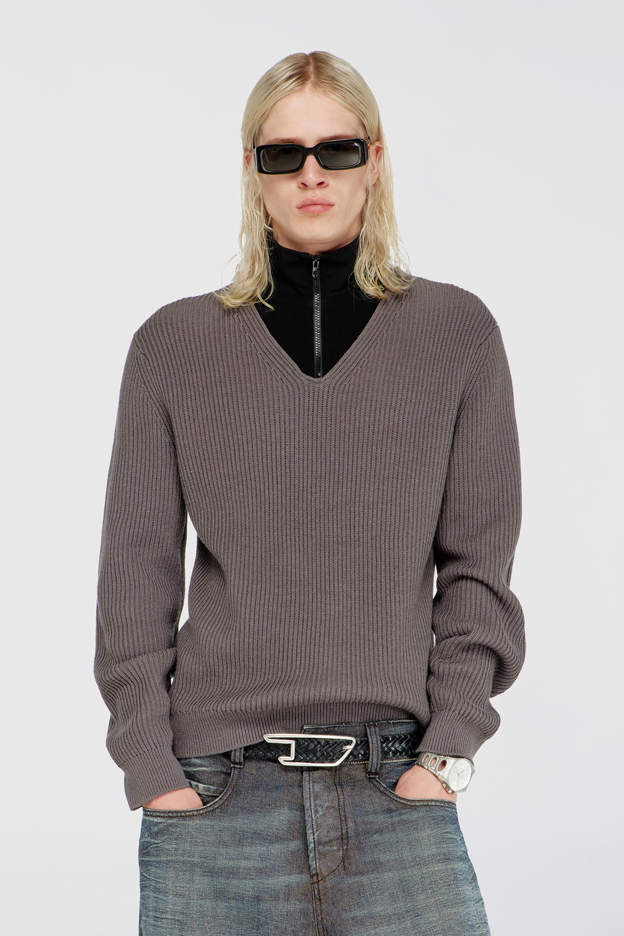 Diesel - K-MAMU, Pull &agrave; zip court avec col superpos&eacute; Homme in Polychrome - 3