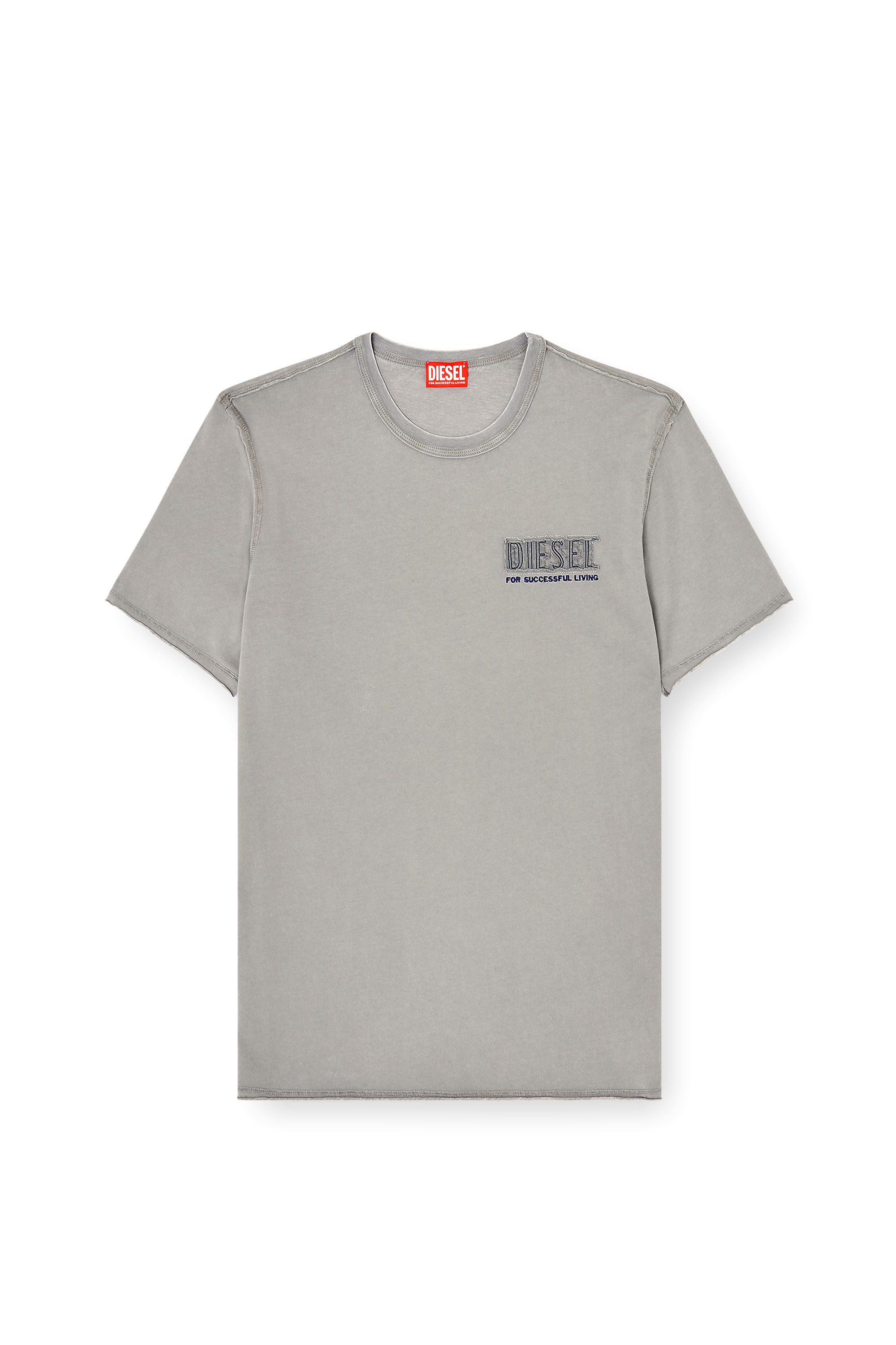 Diesel - T-RAWJUST-V1, T-shirt délavée à l'acide avec bords bruts Homme in Gris - 2