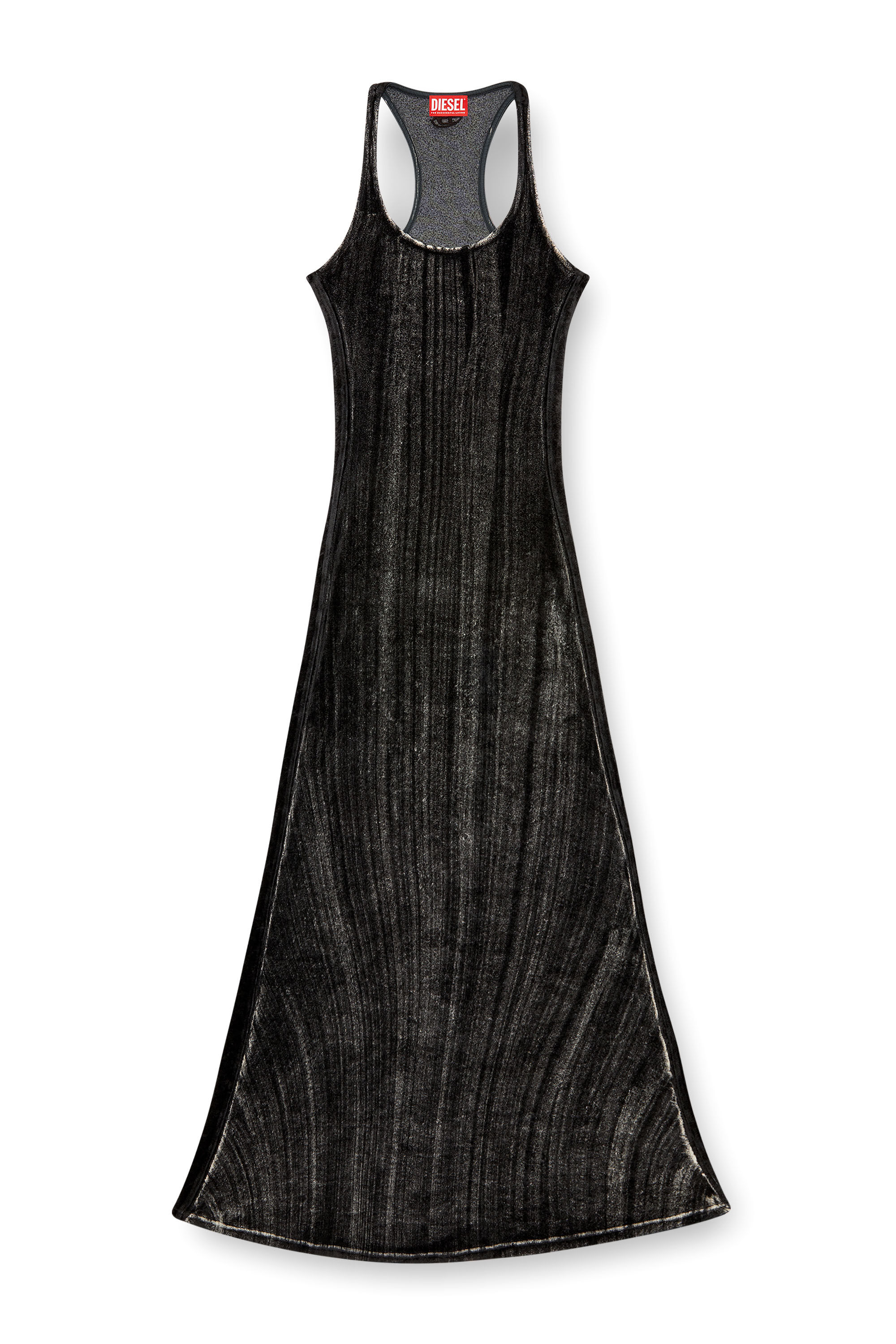 Diesel - D-VOG, Femme Robe longue en chenille avec dos échancré in Noir - Image 2