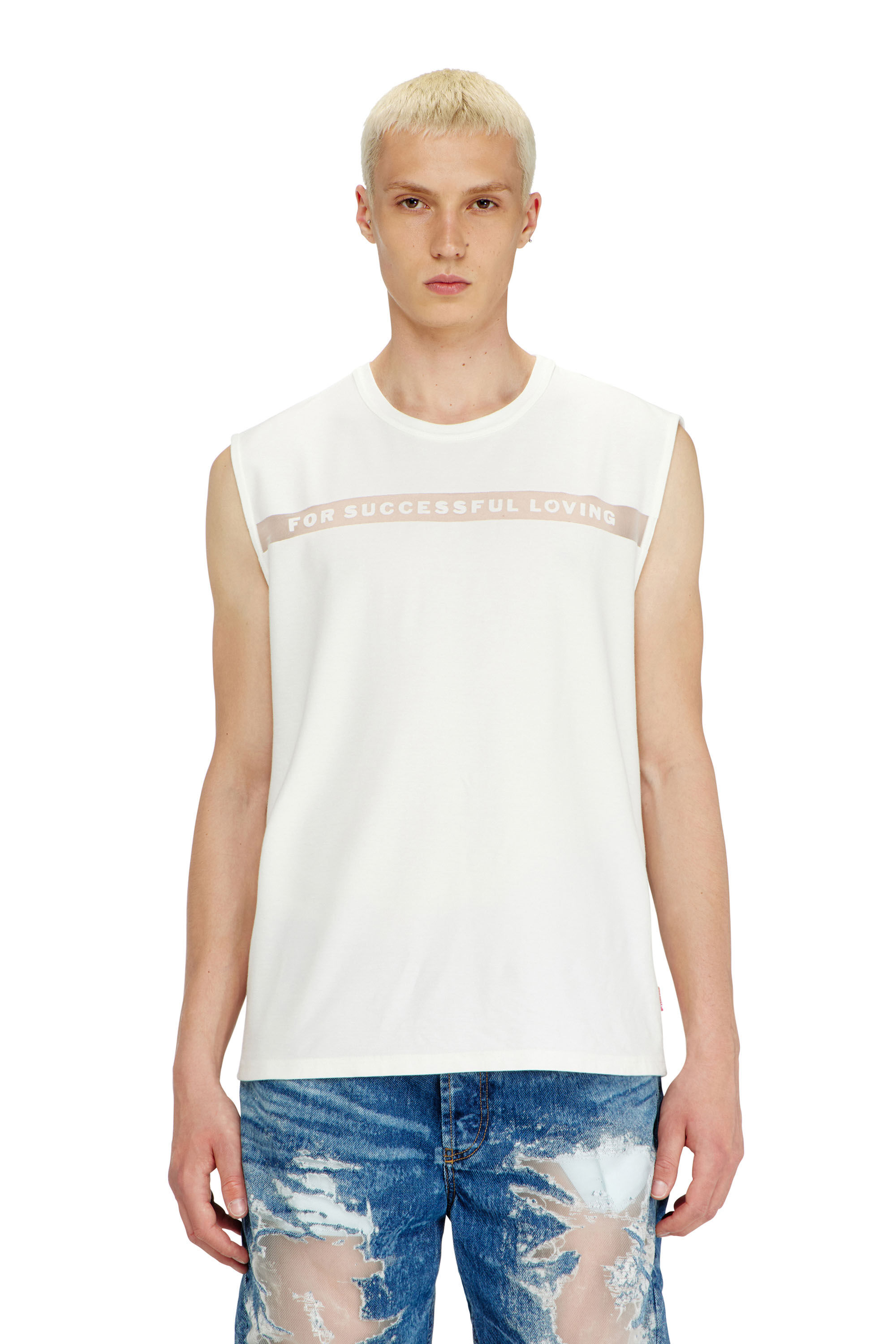 Diesel - PR-T-NORM-BISC-MATI-R, D&eacute;bardeur avec logo For Successful Loving Mixte in Blanc - 3